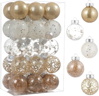 Set Di 45 Palline Di Natale Blu E Oro, 6 Cm, In Plastica