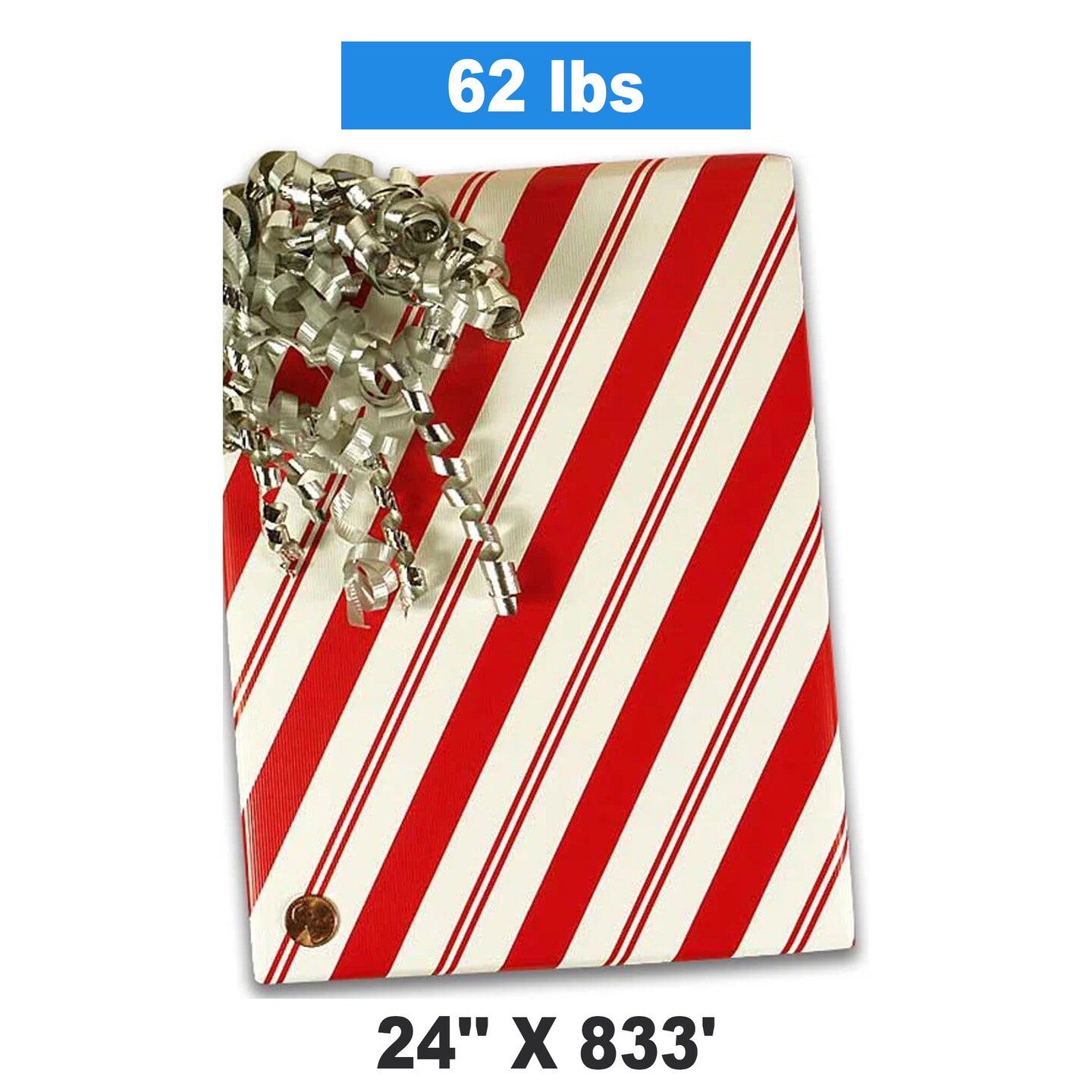 Striped Christmas Wrapping Paper Diagonal Peppermint Stripe 24''x833'