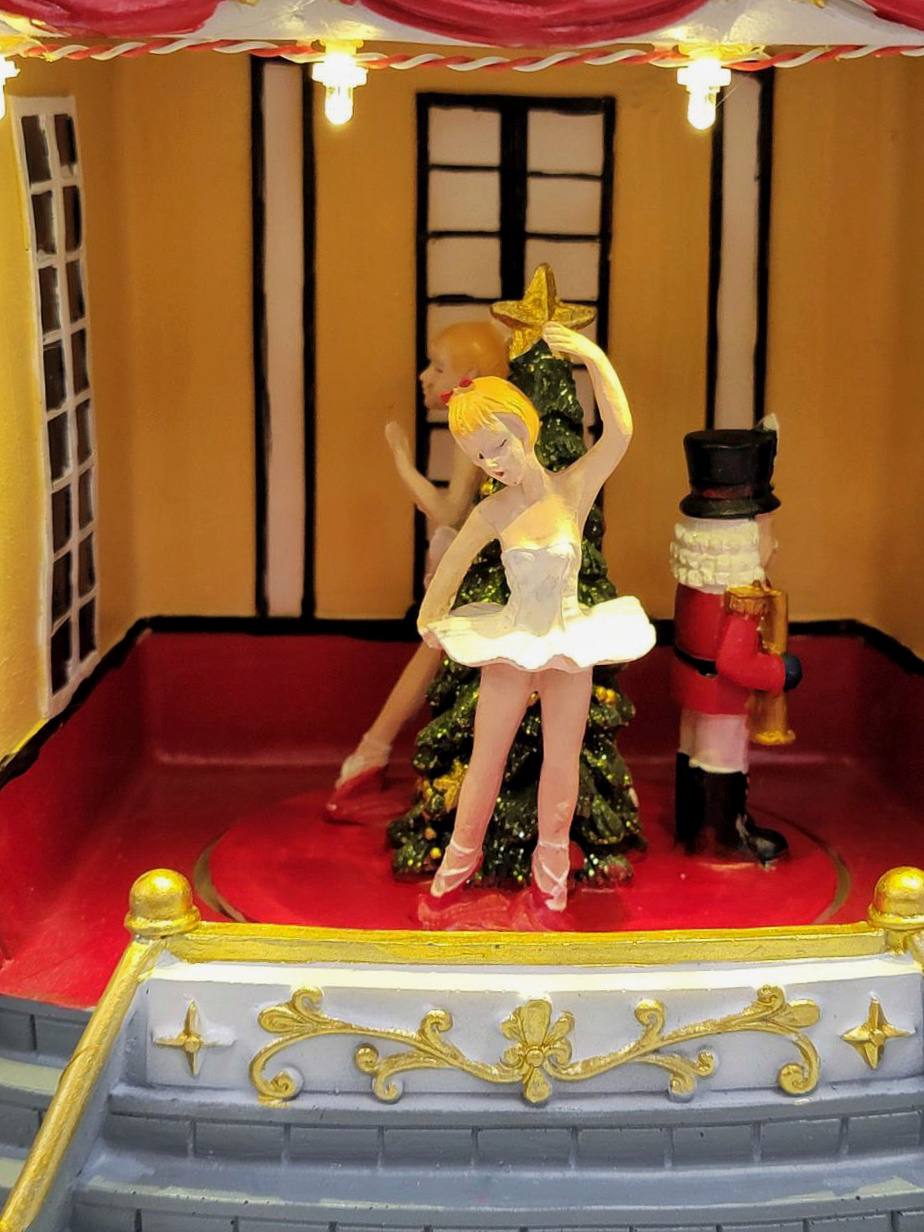 Festive Carousel Miniature Music Box. Theatre Christmas Village