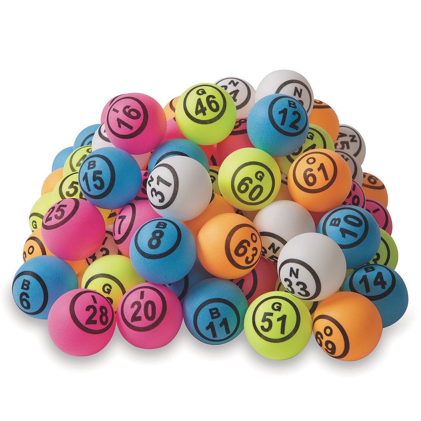 Ping Pong Style Replacement Bingo Balls, Multi-Colored (Set of 75)