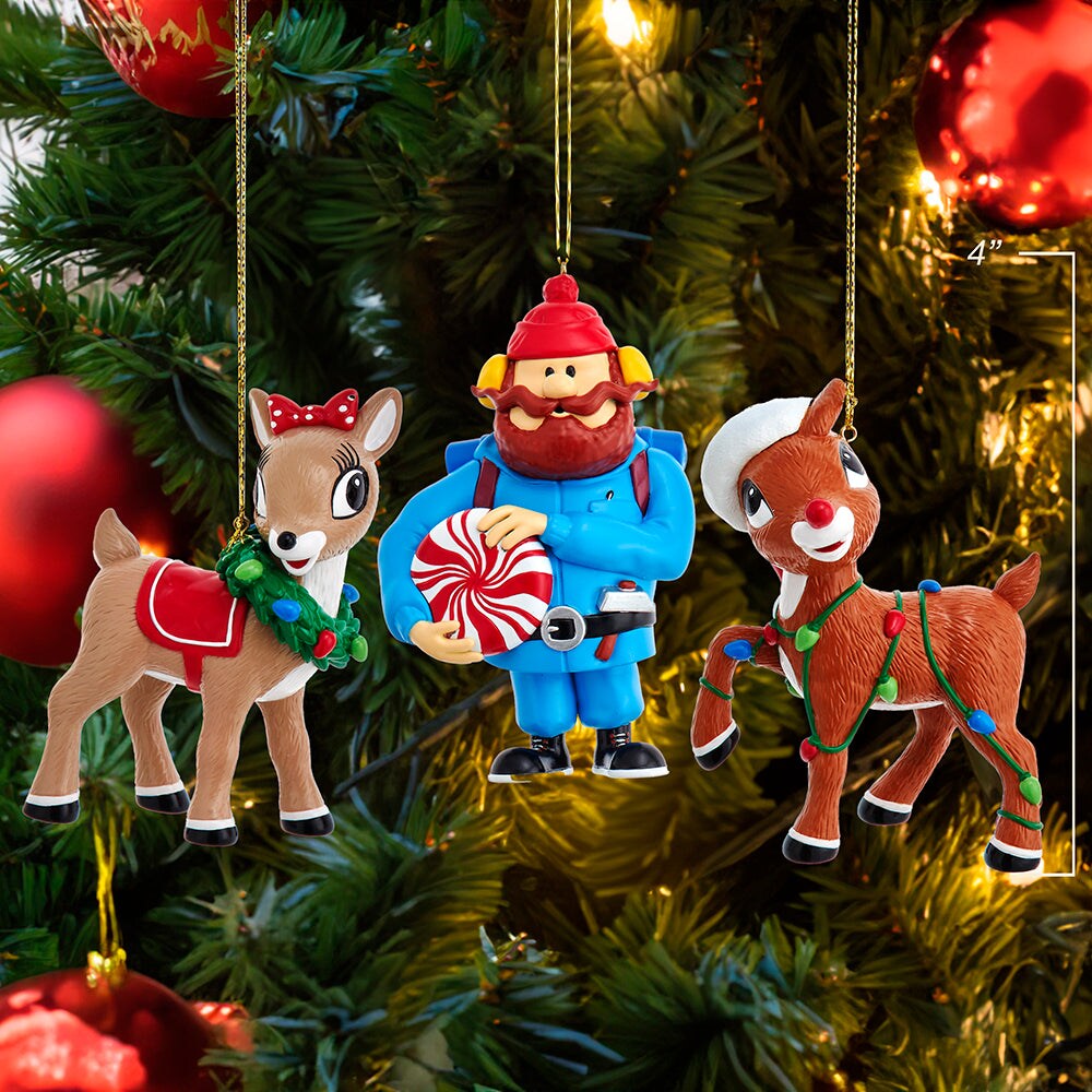 4" Rudolph The Red-Nosed Reindeer with Friends Ornaments – Set of 3 Classic Christmas Decorations
