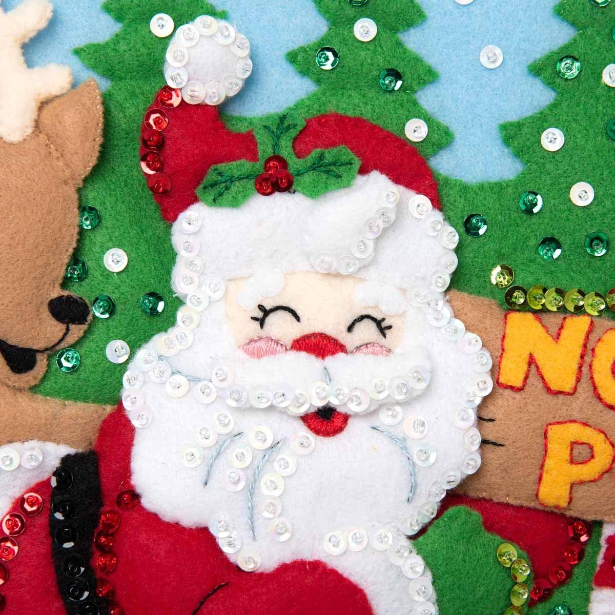 Felt Applique Christmas Stocking Kit, 18&#x22;, North Pole Santa