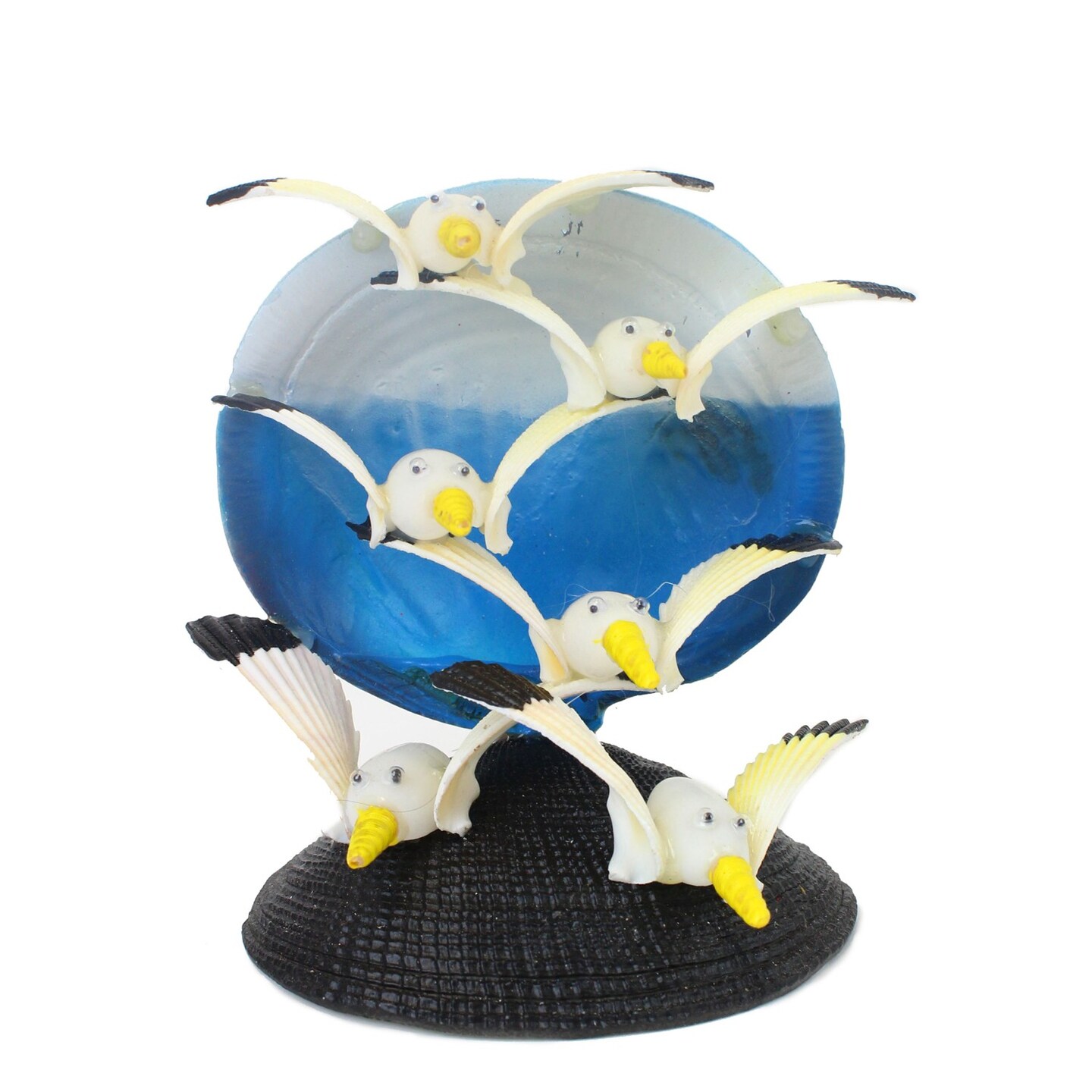 4&#x22; Seagulls Figure Shell Art Coastal Beach House Decor Decoration