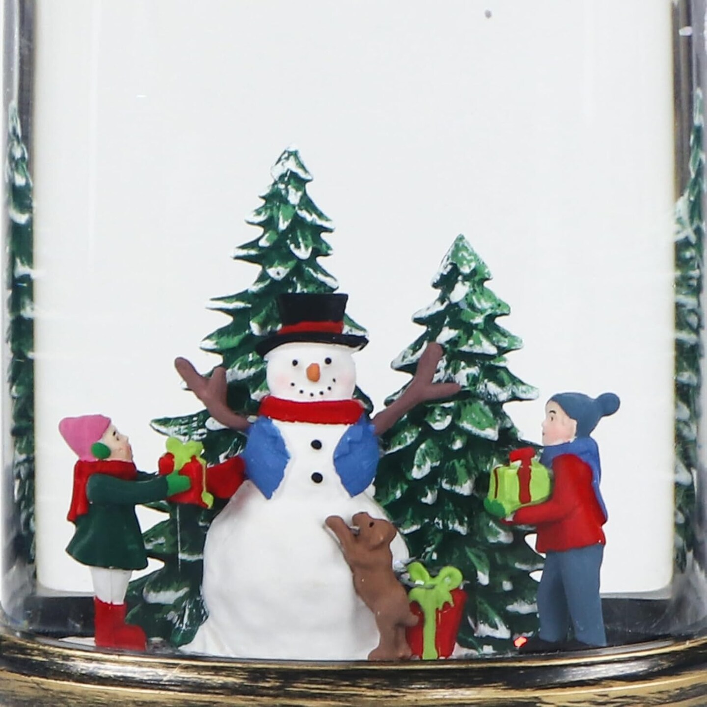 Christmas Snow Globe Candle, Swirling Glittering Candle with Timer, Music, Snowman and Kids Scene, Winter Snow Shaped Lantern, USB/Battery Operated Candles for Christmas Decor