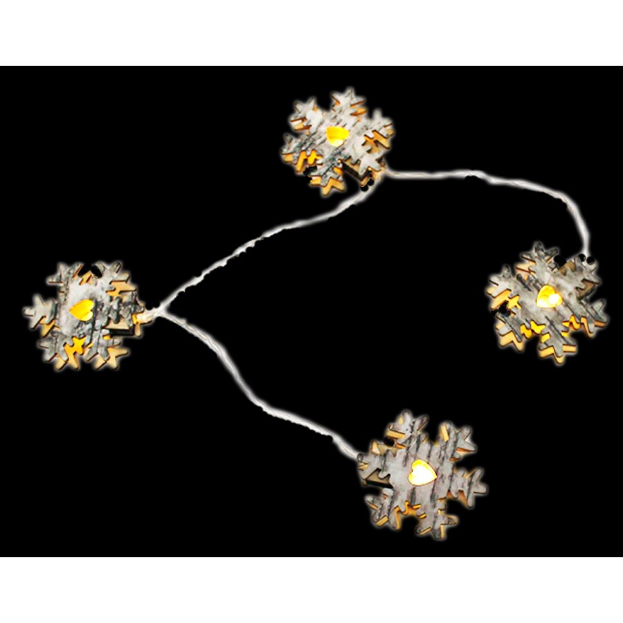 10 LED Wood Snowflake Light Set Battery Operated 2 Assorted Styles