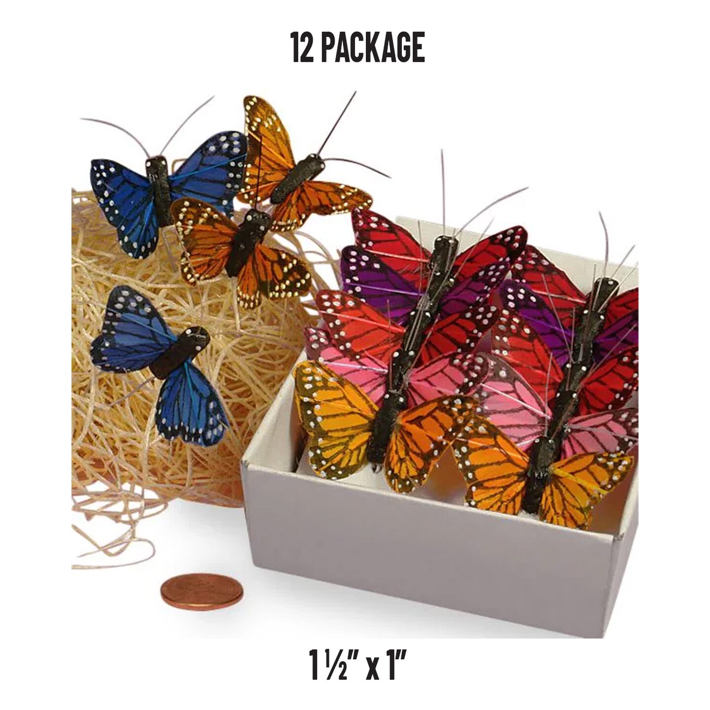Feathery Monarch Butterfly Ties 1.5&#x22; &#xD7; 1&#x22;