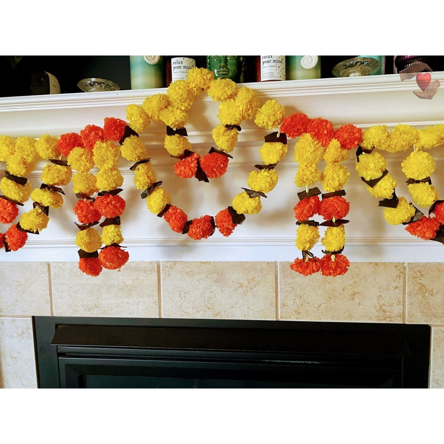 5 Feet Marigold Yellow Orange Door Toran Hanging Valance Festival Garland Indian Wedding Decor Indoor Outdoor Bandarwal Pooja Decor Diwali Decoration