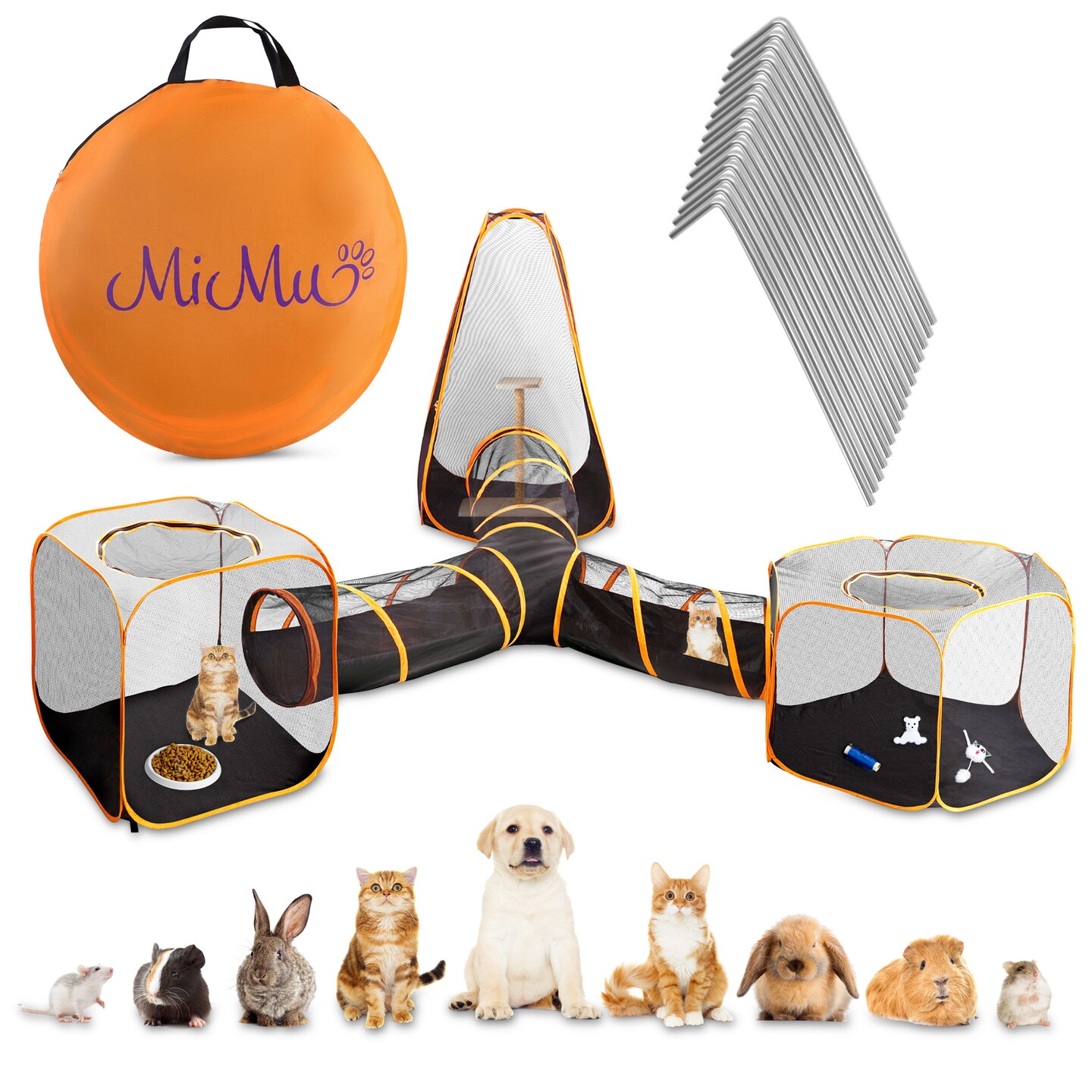 MiMu Dog Playpen Outdoor 4 in 1 Cat Tent with Exercise Tunnel - Pop Up Enclosure