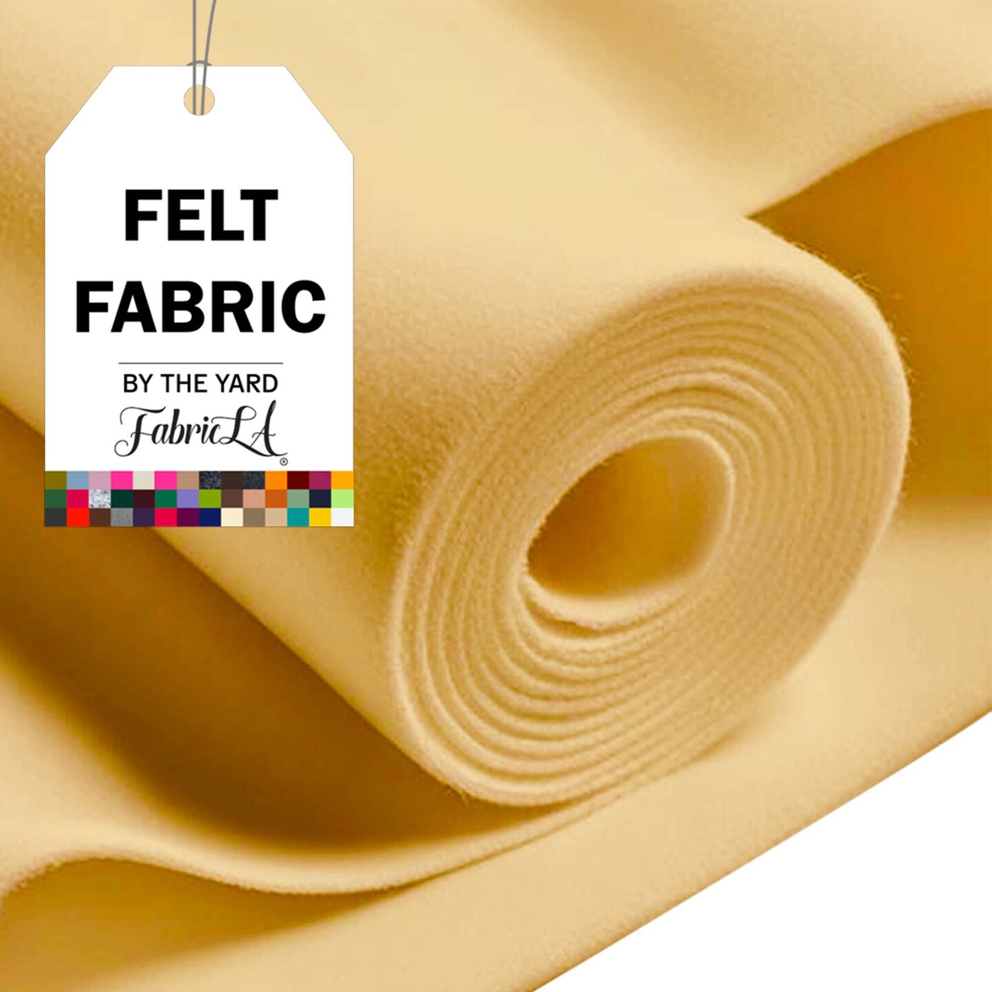 FabricLA Acrylic Felt Fabric - 72&#x22; Inch Wide 1.6mm Thick Felt by The Yard - Use Soft Felt Sheets for Sewing, Cushion, and Padding, DIY Arts &#x26; Crafts (2 Yards, M. Champagne)
