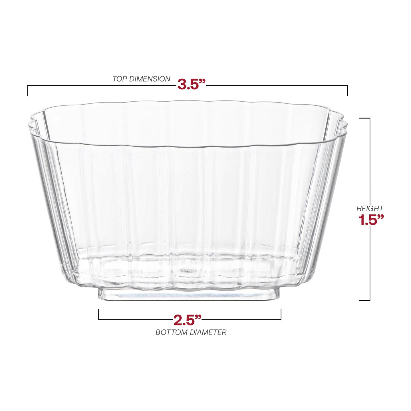 Clear Fluted Rectangular Disposable Plastic Pudding Cups - 5.5 oz. (288 Cups)