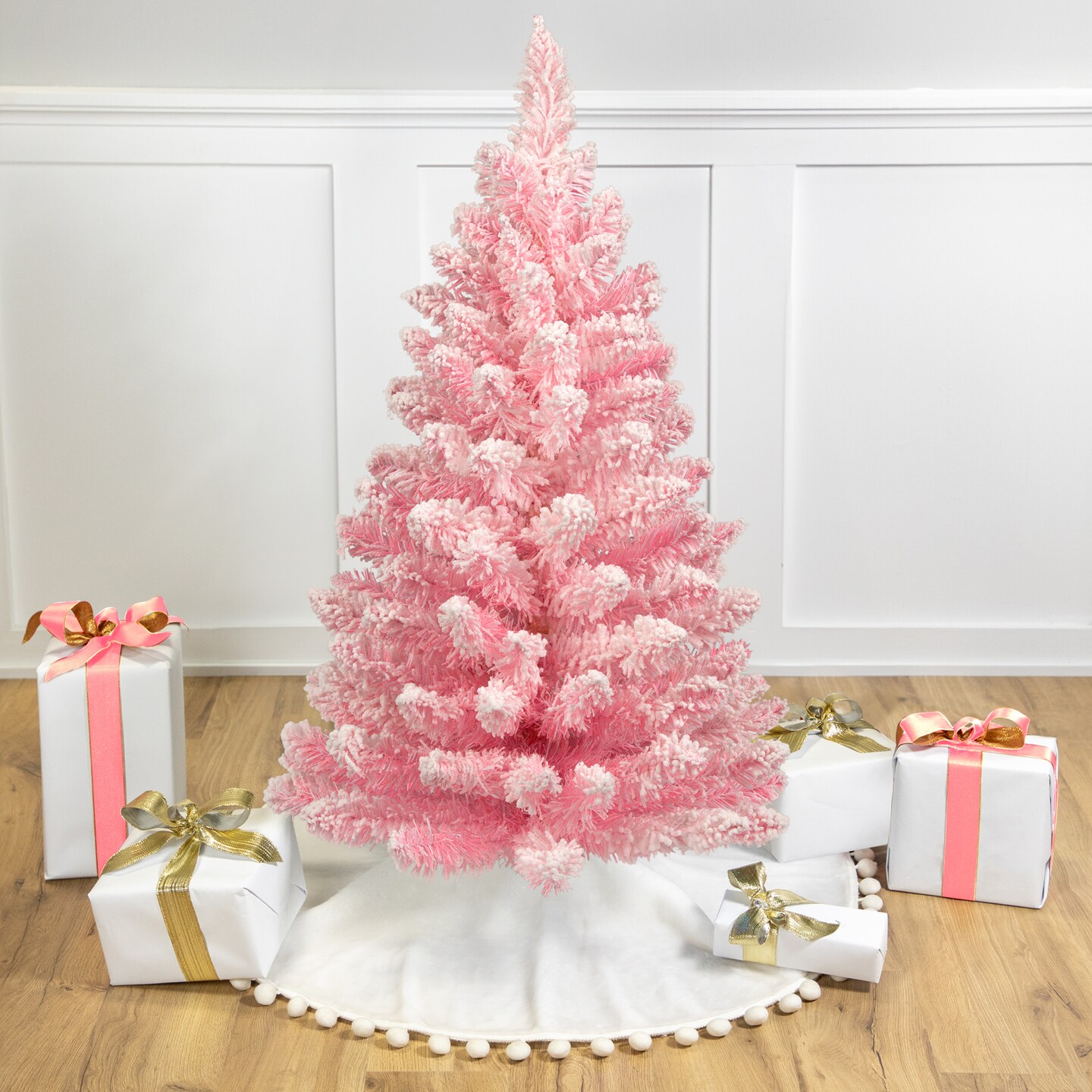 Northlight Medium Flocked Madeline Spruce Artificial Christmas Tree - 3' - Pink - Unlit