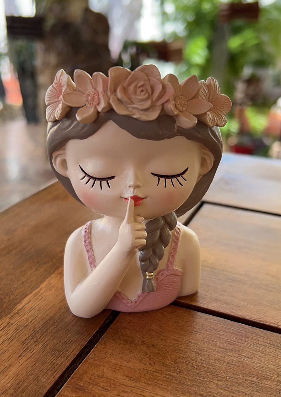 Small Fairy Succulent Plant Pot Face Planters Pots Head Flowerpot Cute Little Girl with Drainage Hole Succulent Cactus Flower Head Planters