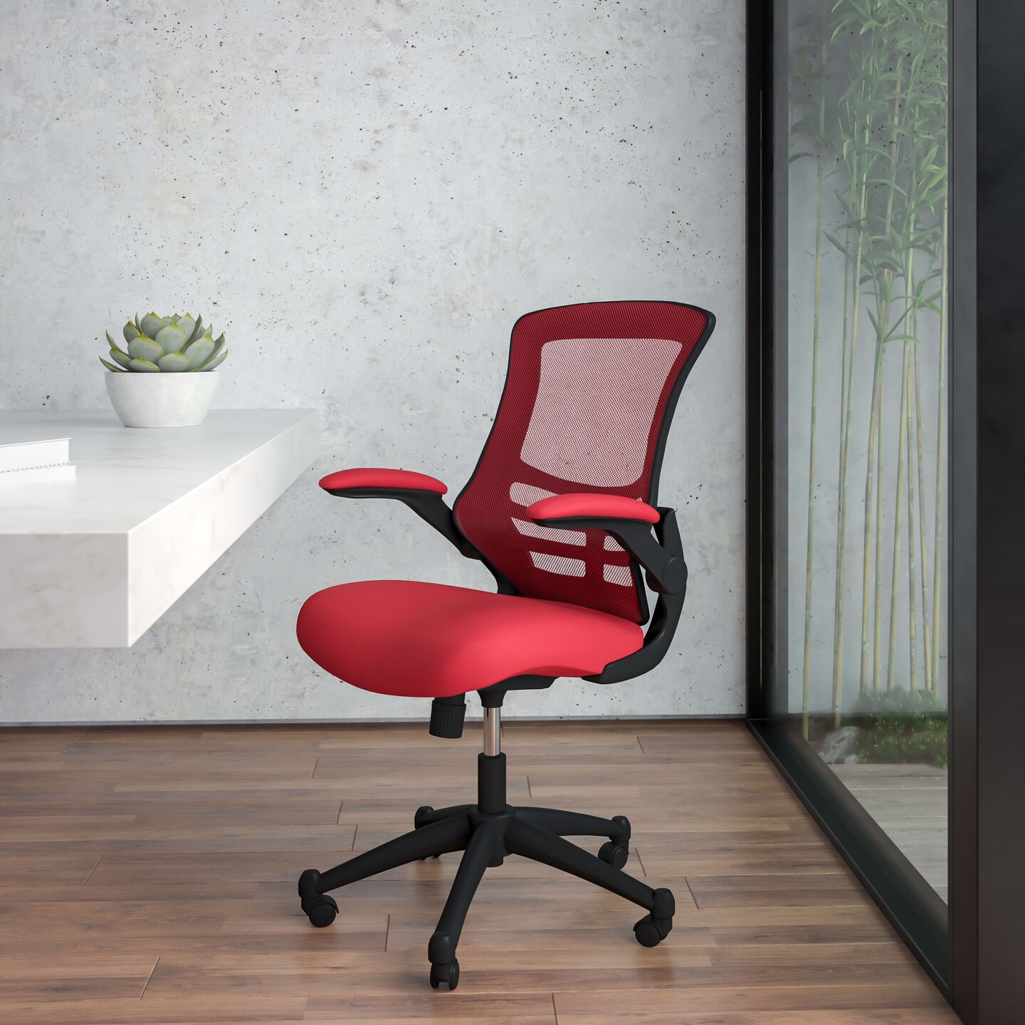 Emma and Oliver Mid-Back Mesh Swivel Ergonomic Task Office Chair with Flip-Up Arms