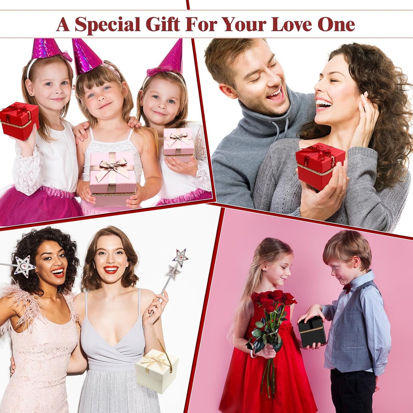 8 Pcs Christmas Boxes Decorative with Lid and Ribbon Nesting Gifts Boxes Assorted Sizes Multicolor Square Gift Wrapping Stacking Boxes for Xmas Wedding Anniversaries Birthday Party Presents