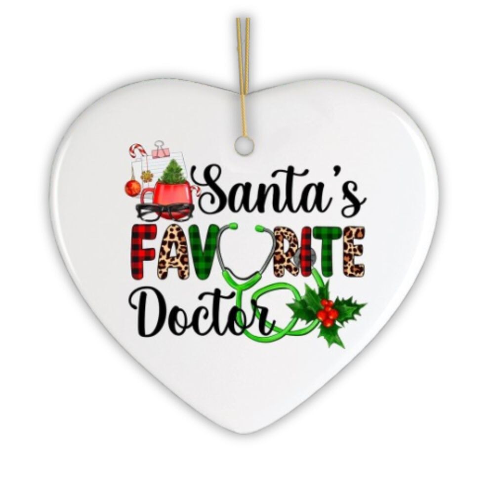 Santa&#x2019;s Favorite Doctor Christmas Ornament, Appreciation Gift for Medical Worker and Phd