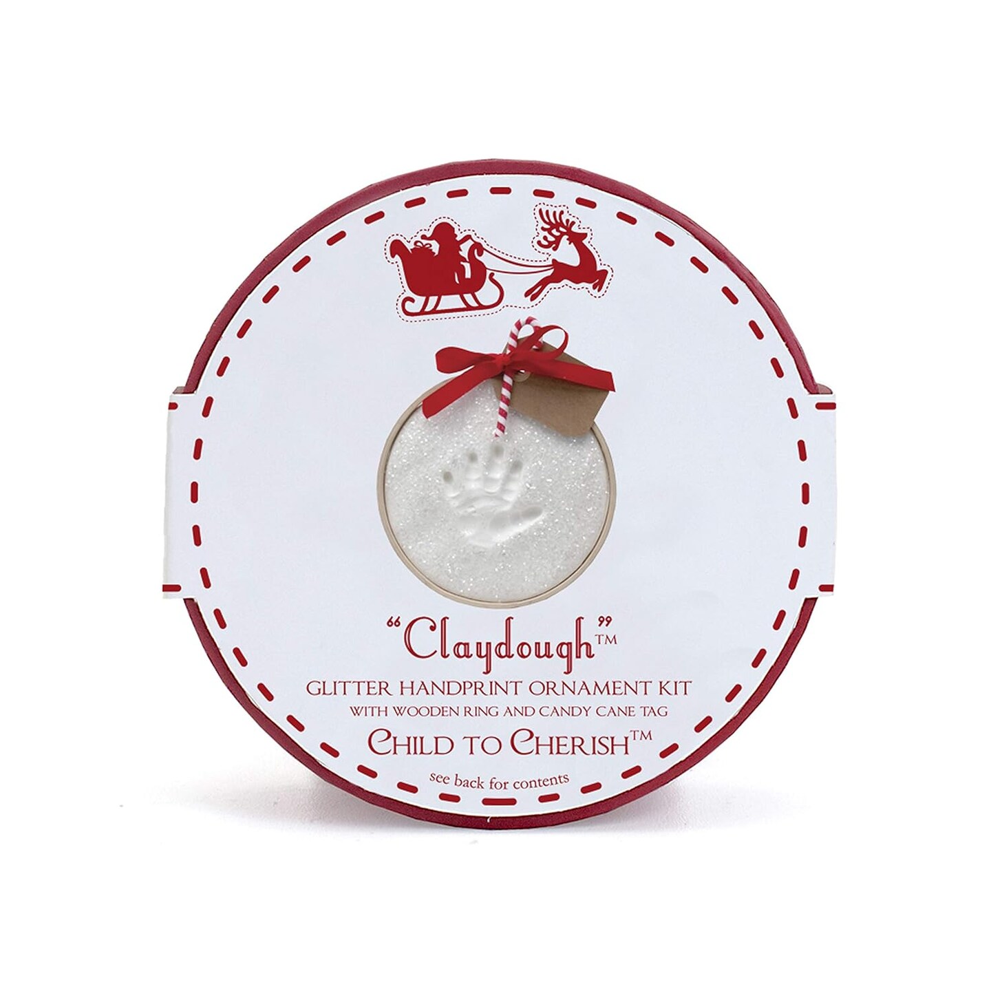 Glitter Baby Handprint First Christmas Ornament Kit with Wooden Ring