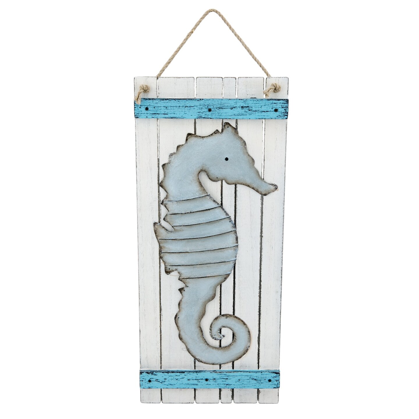 Large Metal Seahorse Sign 9 x 21.25 x 0.625 Inches.