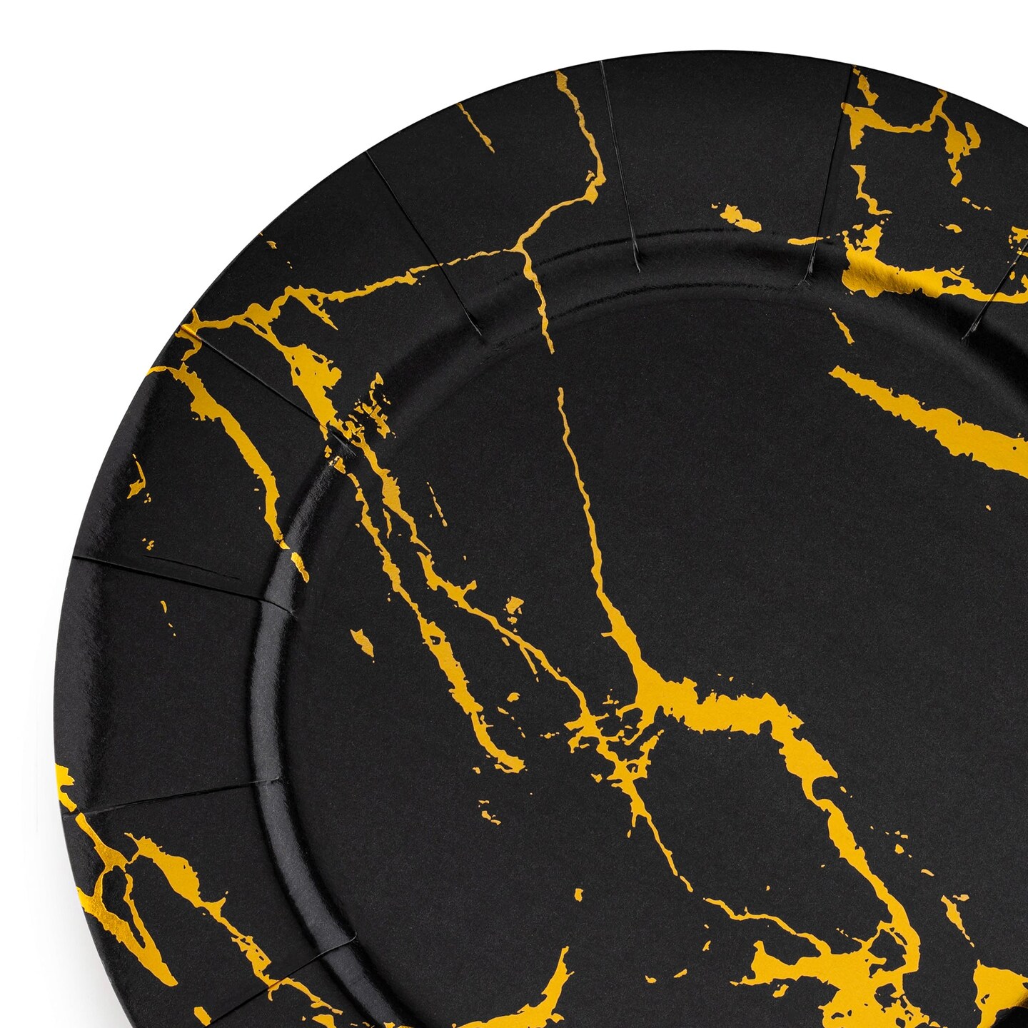 Black with Gold Marble Round Disposable Paper Charger Plates - 13" (120 Plates)