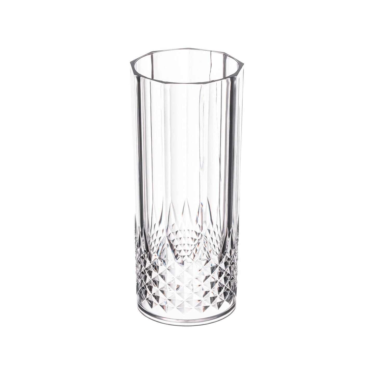 Clear Crystal Cut High Ball Plastic Glasses - 14 oz. (48 Glasses)