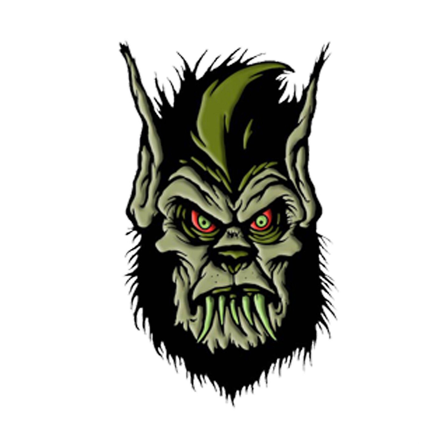 Toxictoons Werewolf Monster Face Full Color Enamel Pin 1 1/2&#x22;