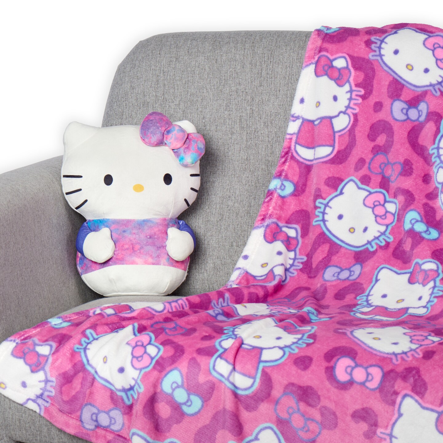 Sanrio Hello Kitty Hello Hugs Silk Touch Throw Blanket 40X50 inches and Hugger Set, 11 inches