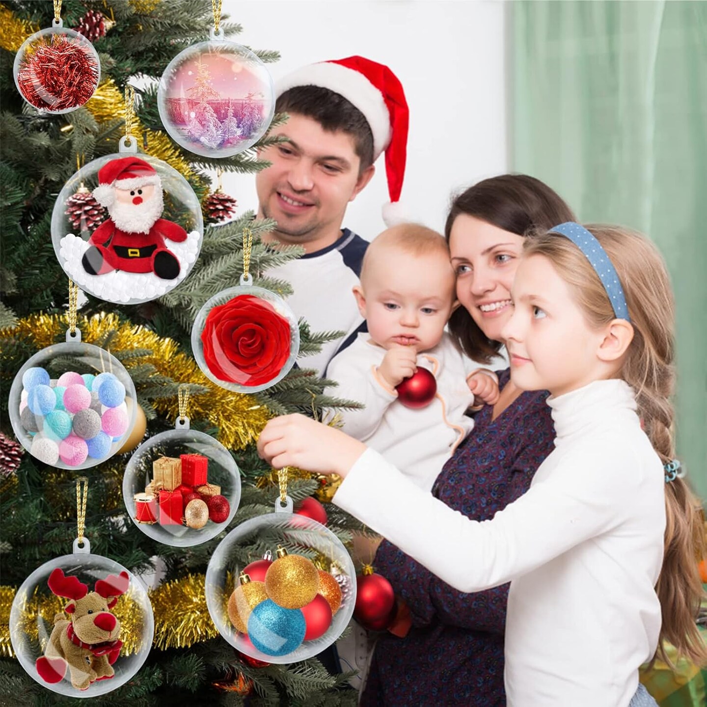 20Pcs 80mm Christmas Ball Ornaments Clear Plastic Fillable Christmas Ball 3.15&#x27;&#x27; DIY Craft Ornaments,Shatterproof Xmas Tree Hanging Balls Decorations for Holiday, Wedding, Birthday, Christmas Decor