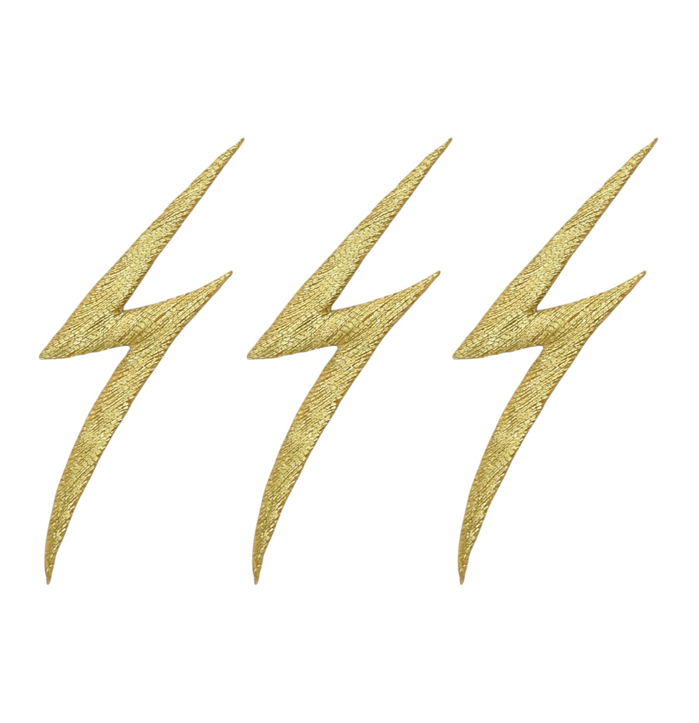 (Set of 3) Gold Lightning Bolt, Embroidered, Iron on Patch