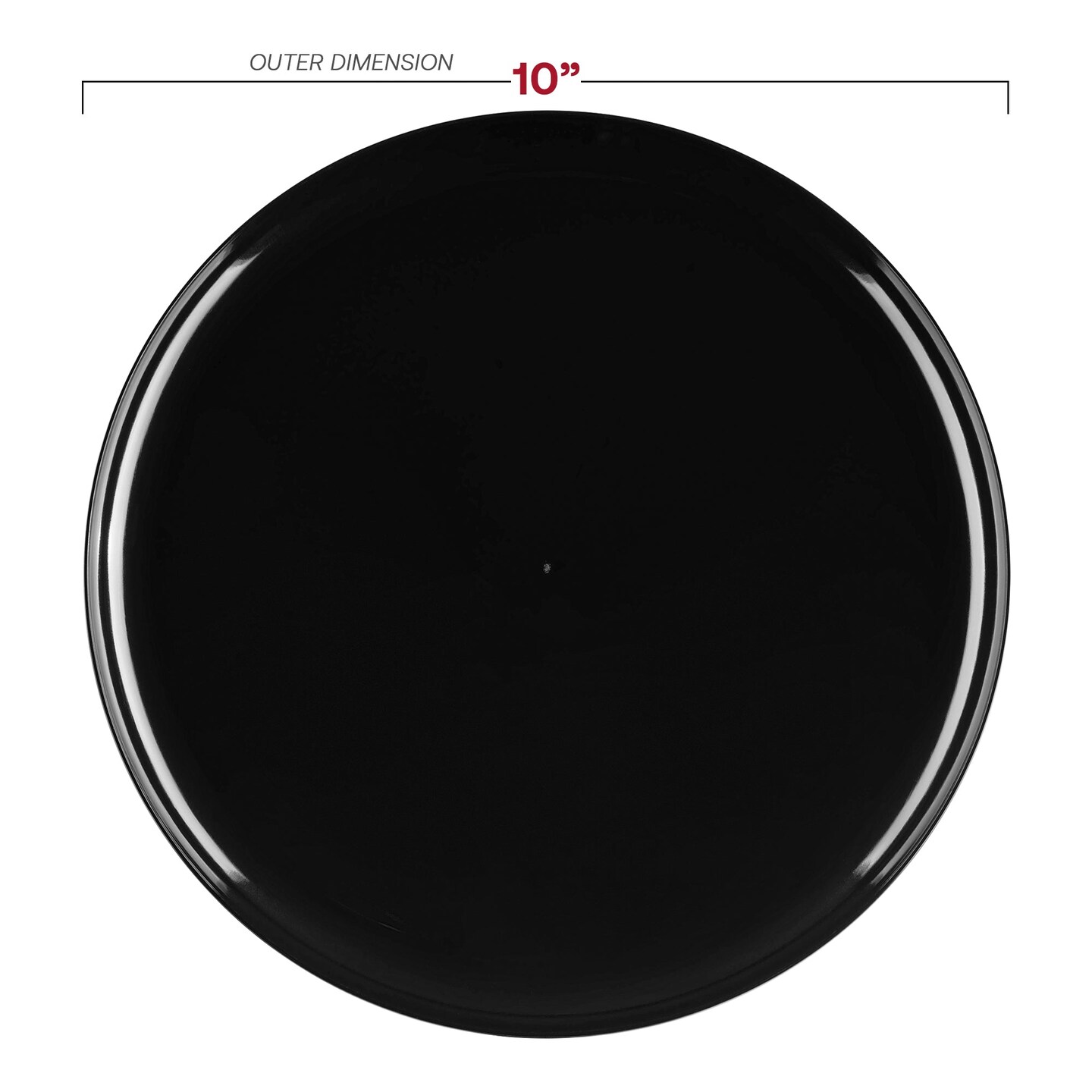 Black Flat Round Disposable Plastic Dinner Plates - 10&#x22; (120 Plates)