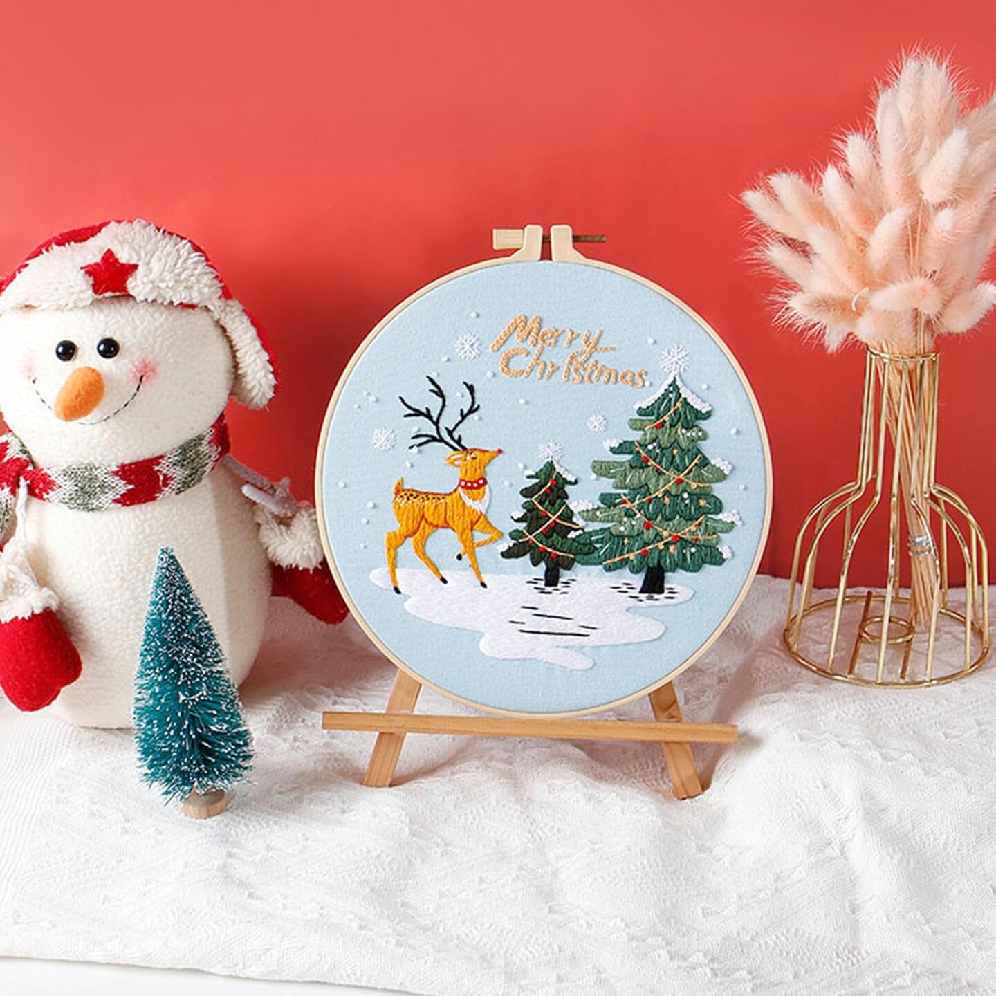 Christmas Embroidery Kit Beginners Adult Needlepoint Cross Stitch Kits,Merry Christmas Hand Crafts