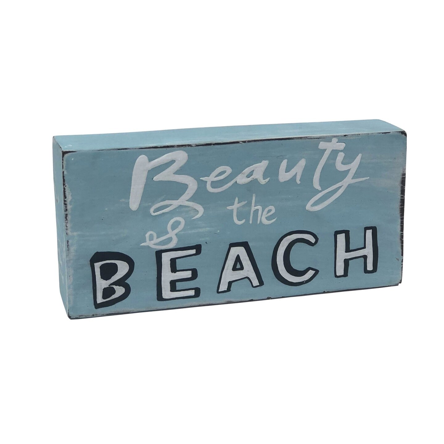 Beauty The Beach Block Sign Table Home Decor Coastal Nautical 6 x 1.25 x 2.75 Inches.