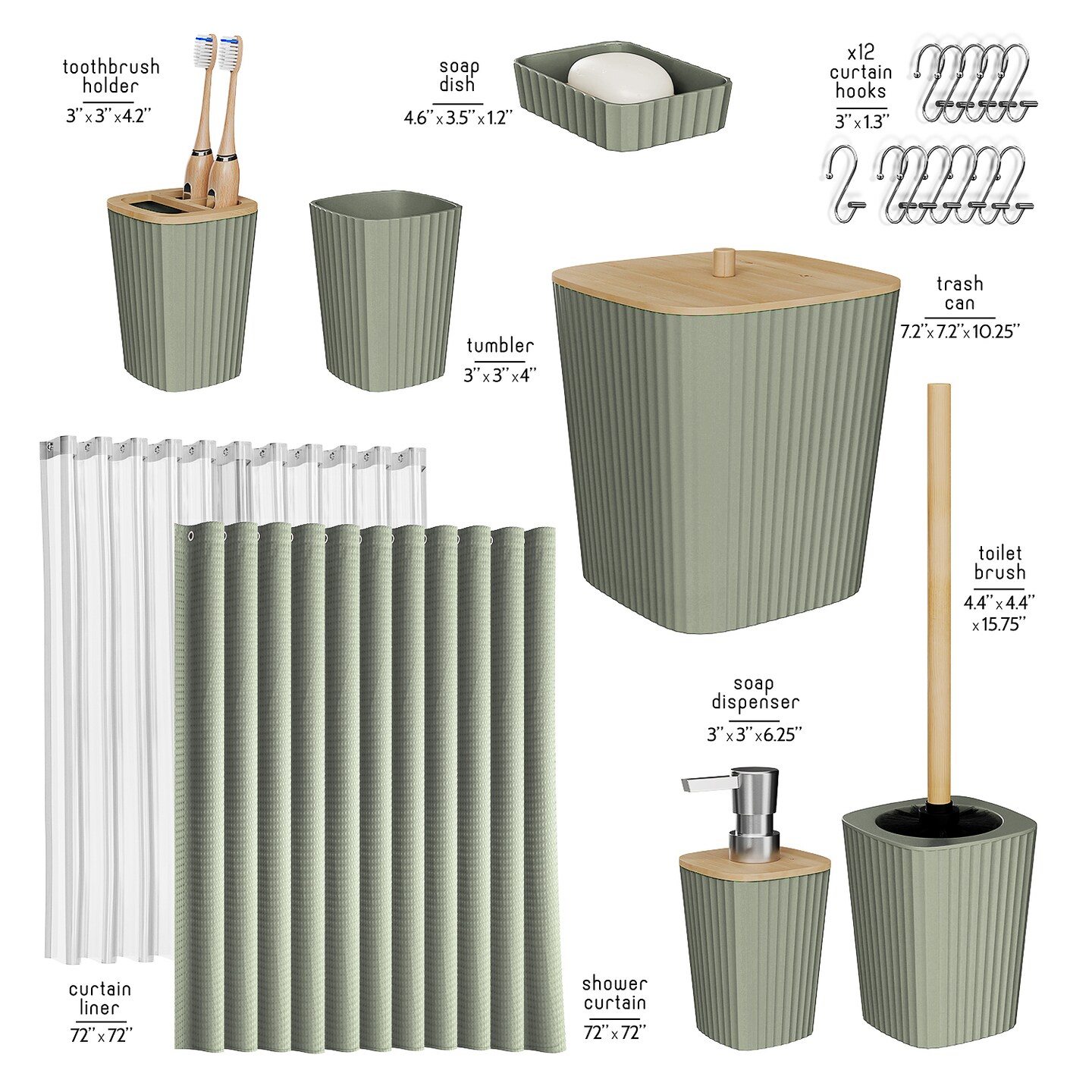 Clara Clark Bamboo Bathroom Accessories Set