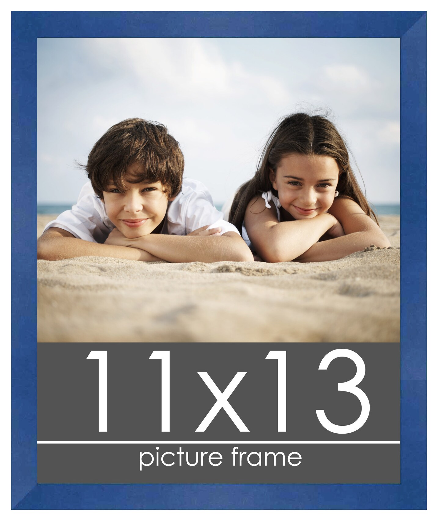 Photo Size Classic Modern Blue Frame - UV Acrylic, Foam Board Backing, Hanging Hardware