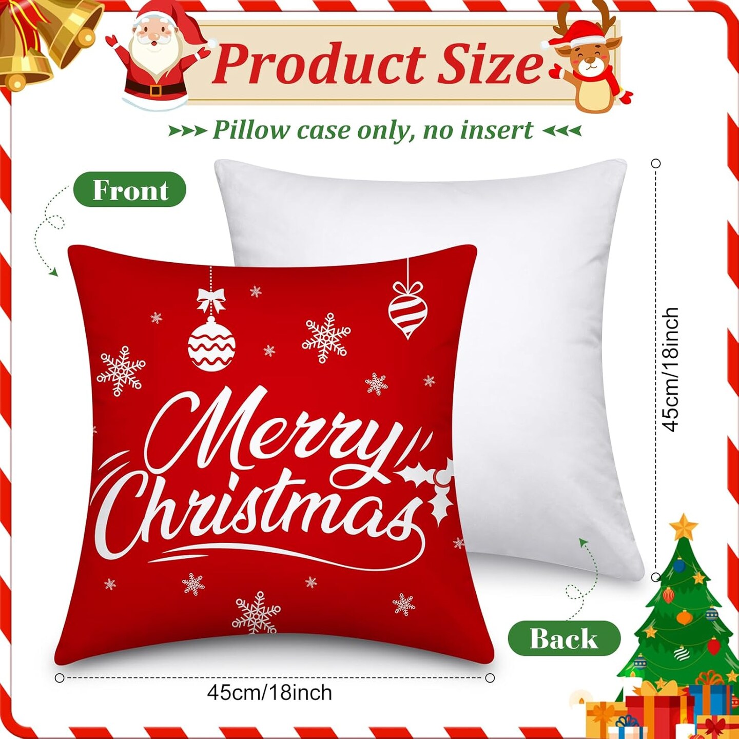 9 Pieces Christmas Pillow Covers 18 x 18 Inch Christmas Home Pillow Cases Decorations Christmas Tree Cushion Throw Pillow Covers for Home Farmhouse Sofa Holiday Decor (Classic)