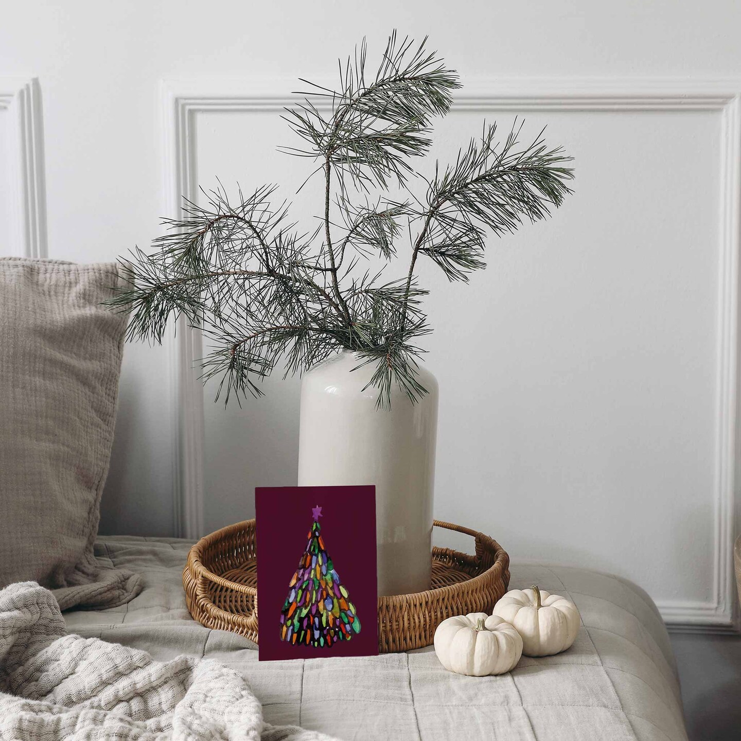 Whimsical Watercolor Christmas Tree Greeting Cards - 24-Pack Holiday Note Cards in 12 Unique Tree Designs, Blank Inside, Perfect for Sending Merry Christmas &#x26; Happy Holiday Wishes - Artistic Festive Stationery Set for Seasonal Cheer