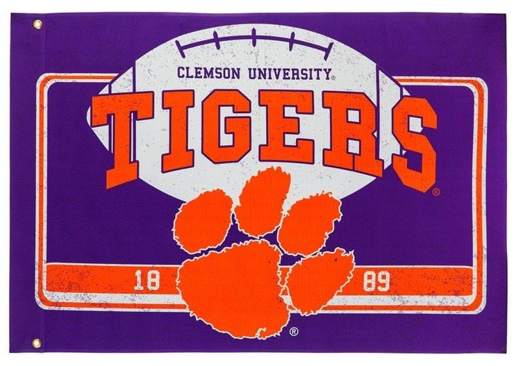 Clemson University Flag 2 Sided Tigers Football Purple