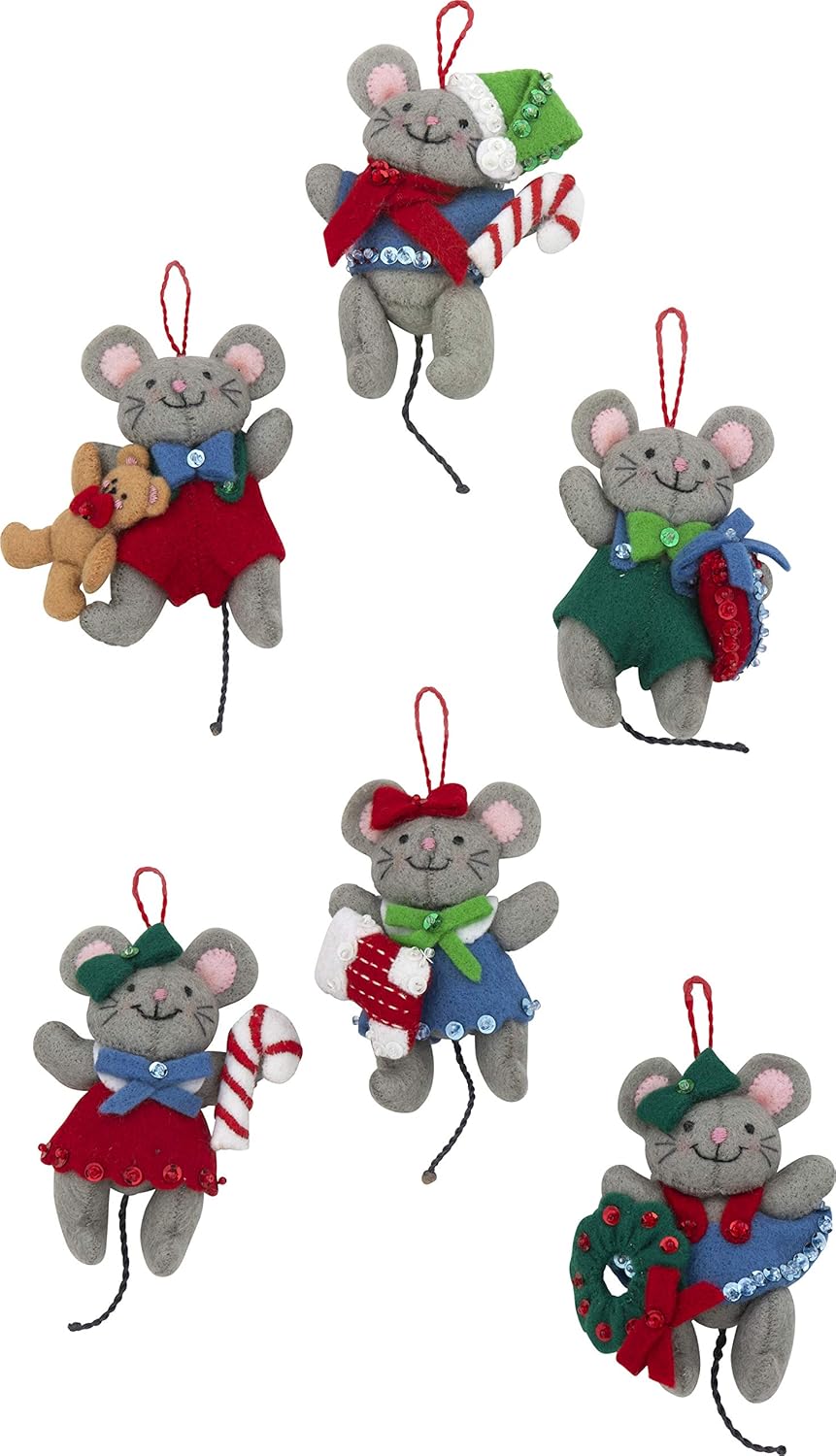 Felt Applique Christmas Ornament Kit, Night Before Christmas, Set of 6