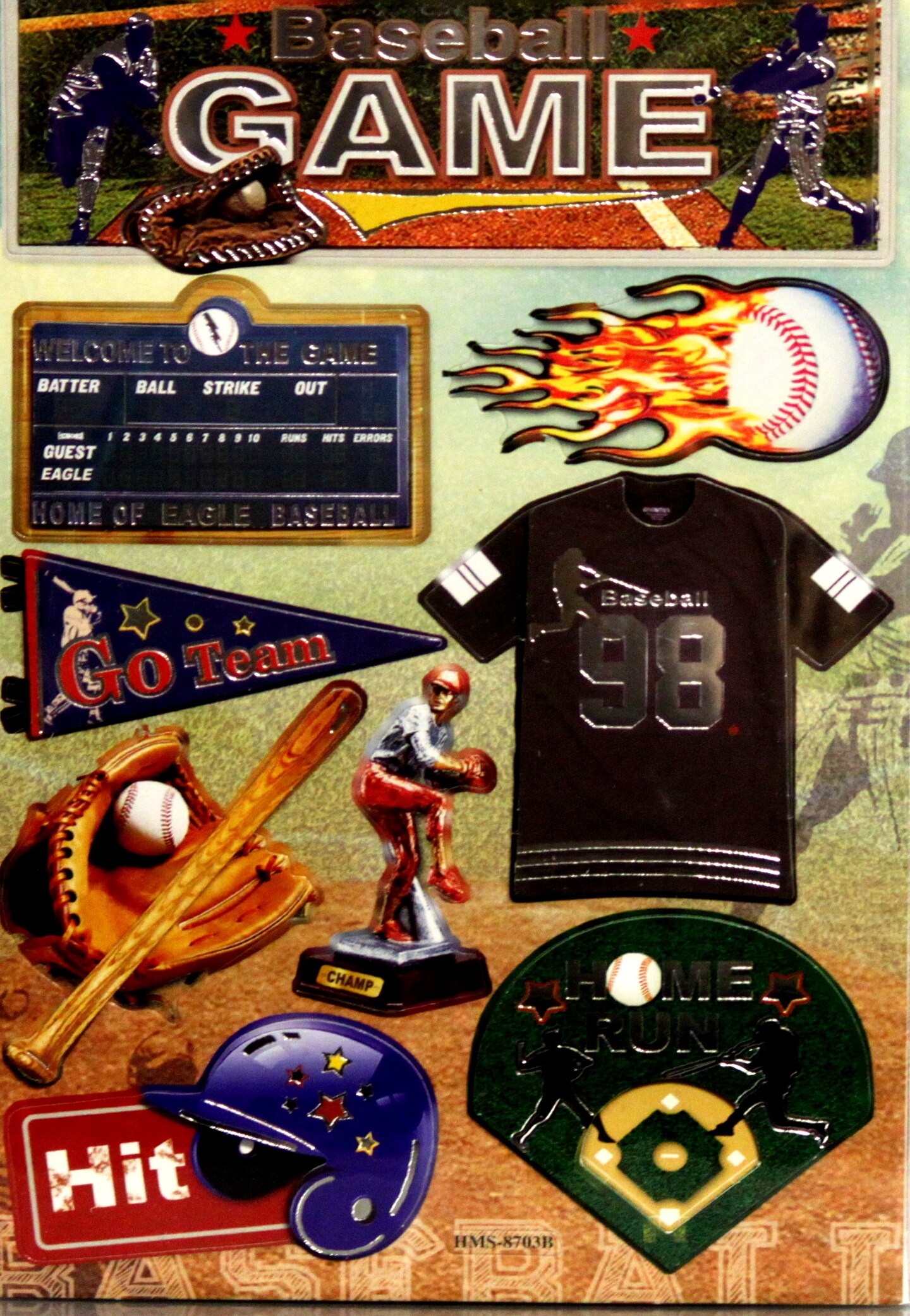 Designer Baseball Game Dimensional With Foil Stickers