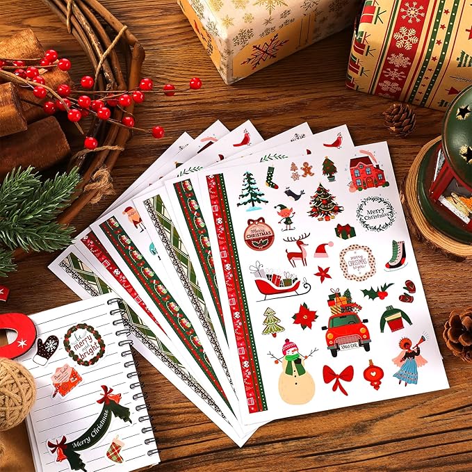 Scrapbooking Cozy Element Stickers Holiday Planner Stickers for Invitation Envelope Scrapbook Cards(Christmas Style)