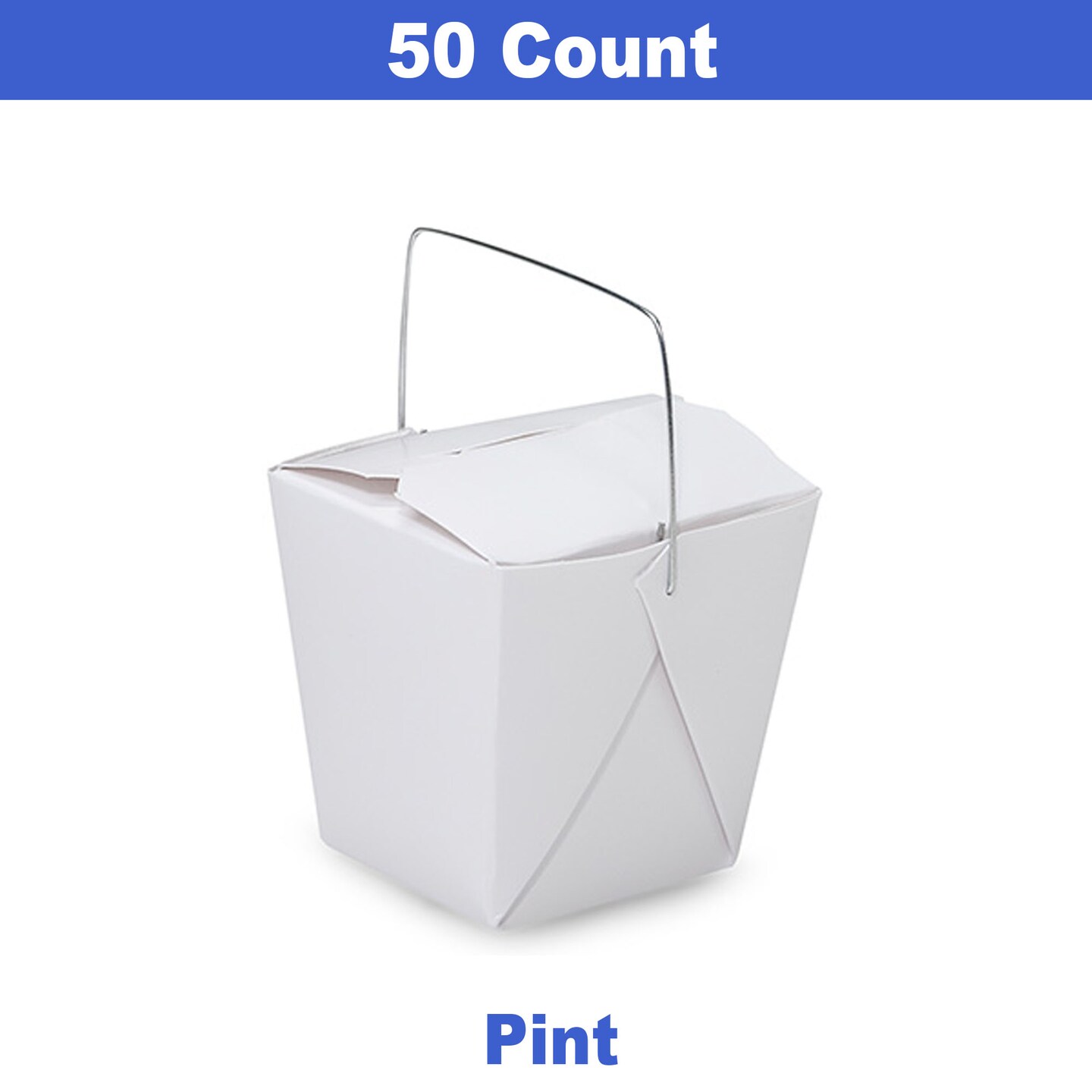 50 Count Chinese Takeout Food Containers with Wire Handle Pint 16 oz