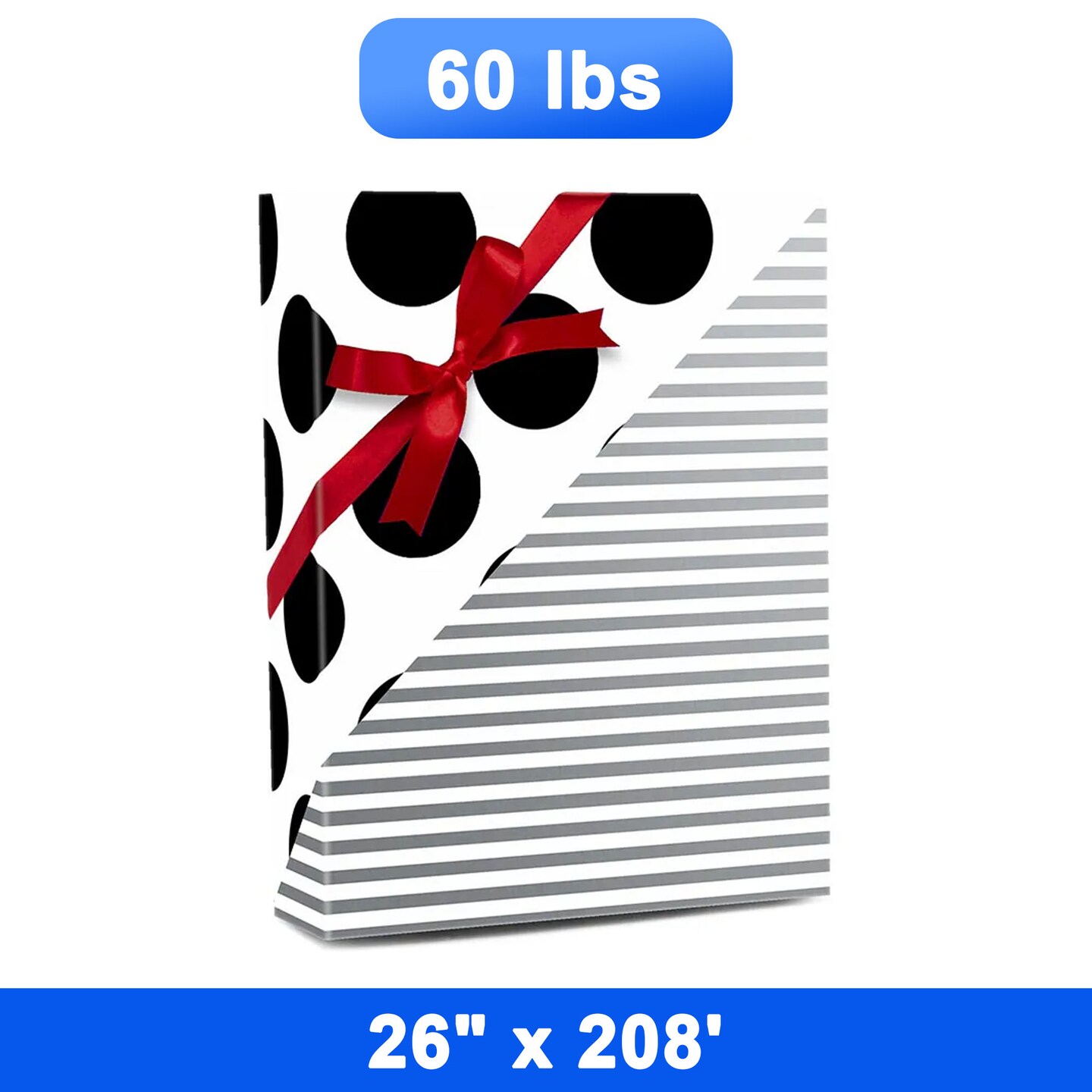 Durable Striped Wrapping Paper 26&#x22; x 208&#x22; Roll 60 lbs