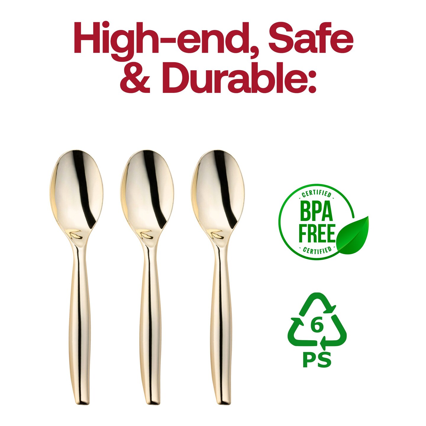 Gold Disposable Plastic Serving Spoons (60 Serving Spoons)