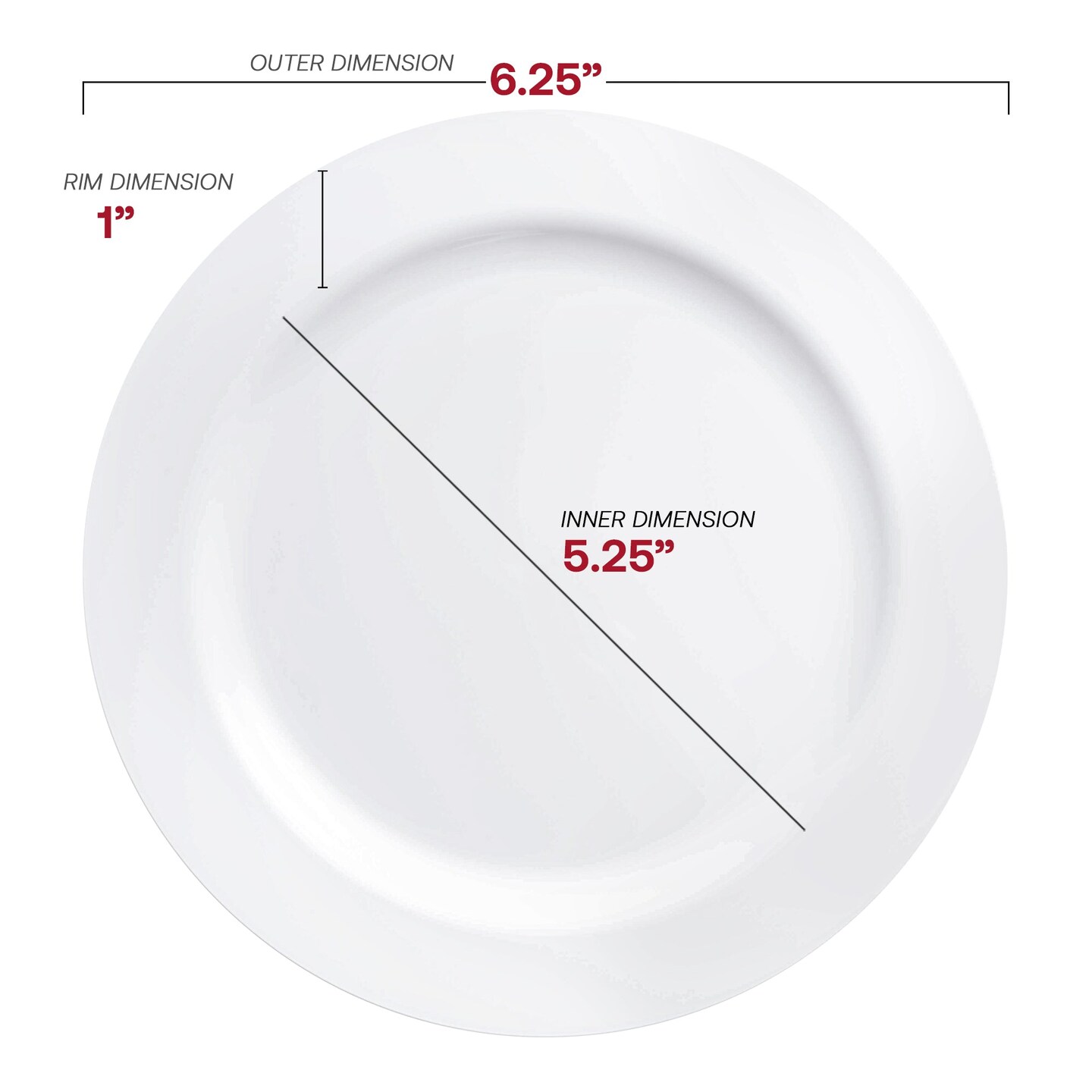 Solid White Economy Round Disposable Plastic Pastry Plates - 6.25" (120 Plates)