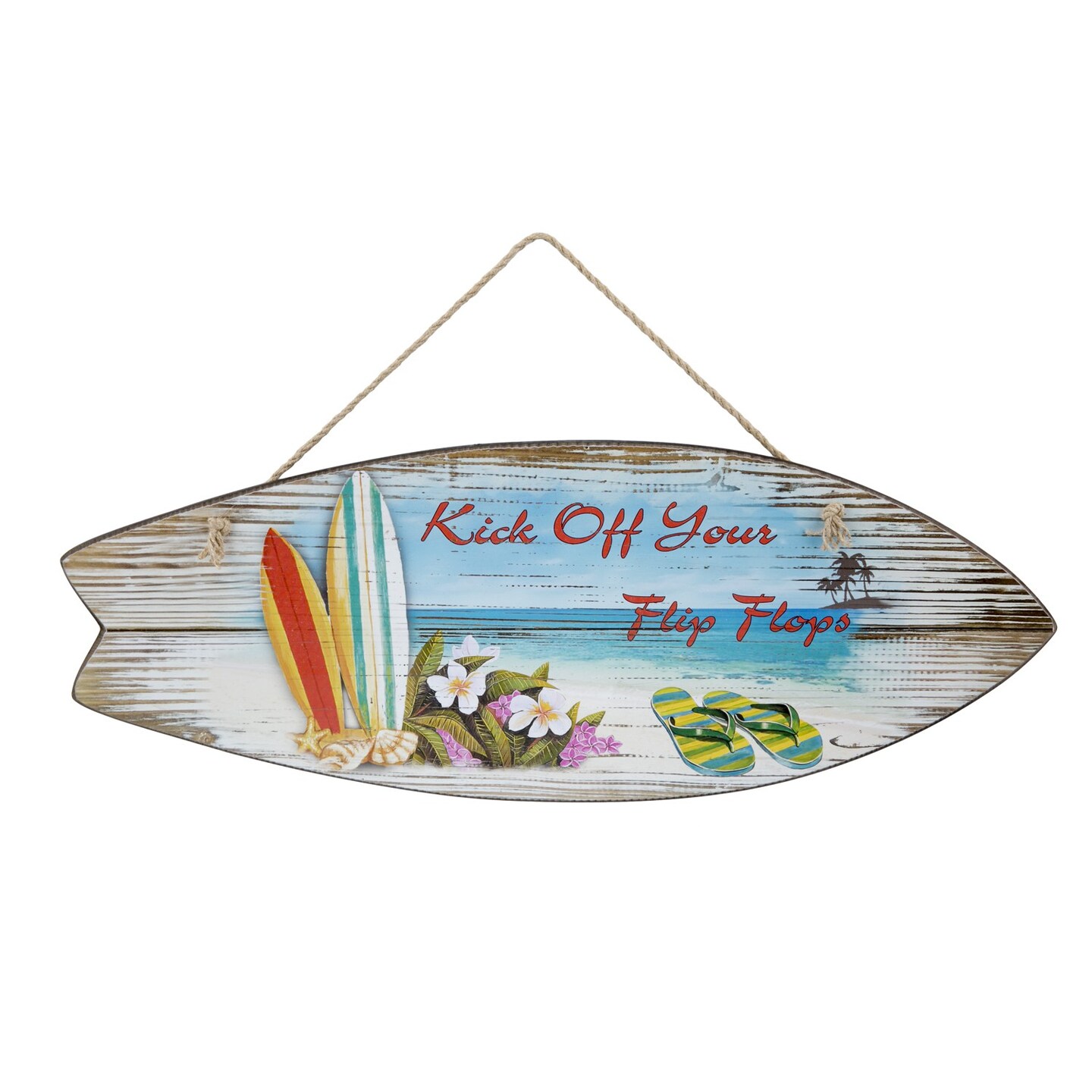Surf Flip Flops Sign 23.5 x 9 x 0.25 Inches.