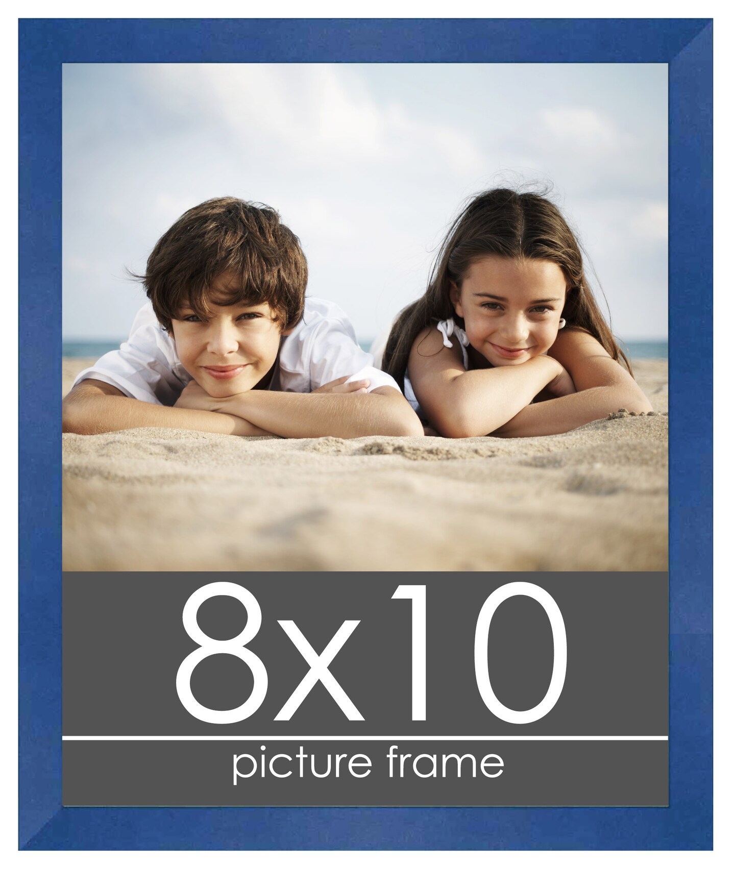8x10 Classic Modern Blue Picture Frame - UV Acrylic, Foam Board Backing, Hanging Hardware