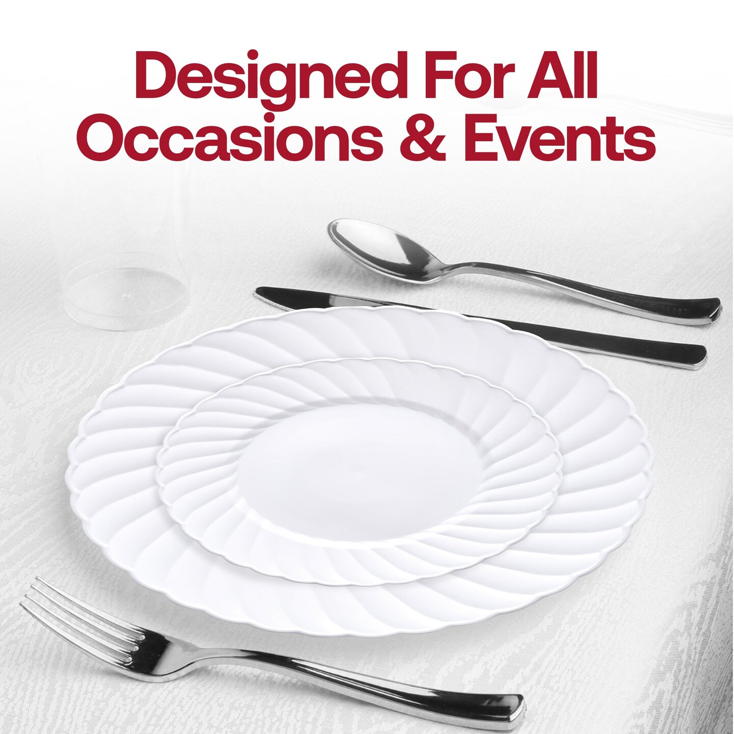 White Flair Plastic Wedding Value Set (144 Settings)