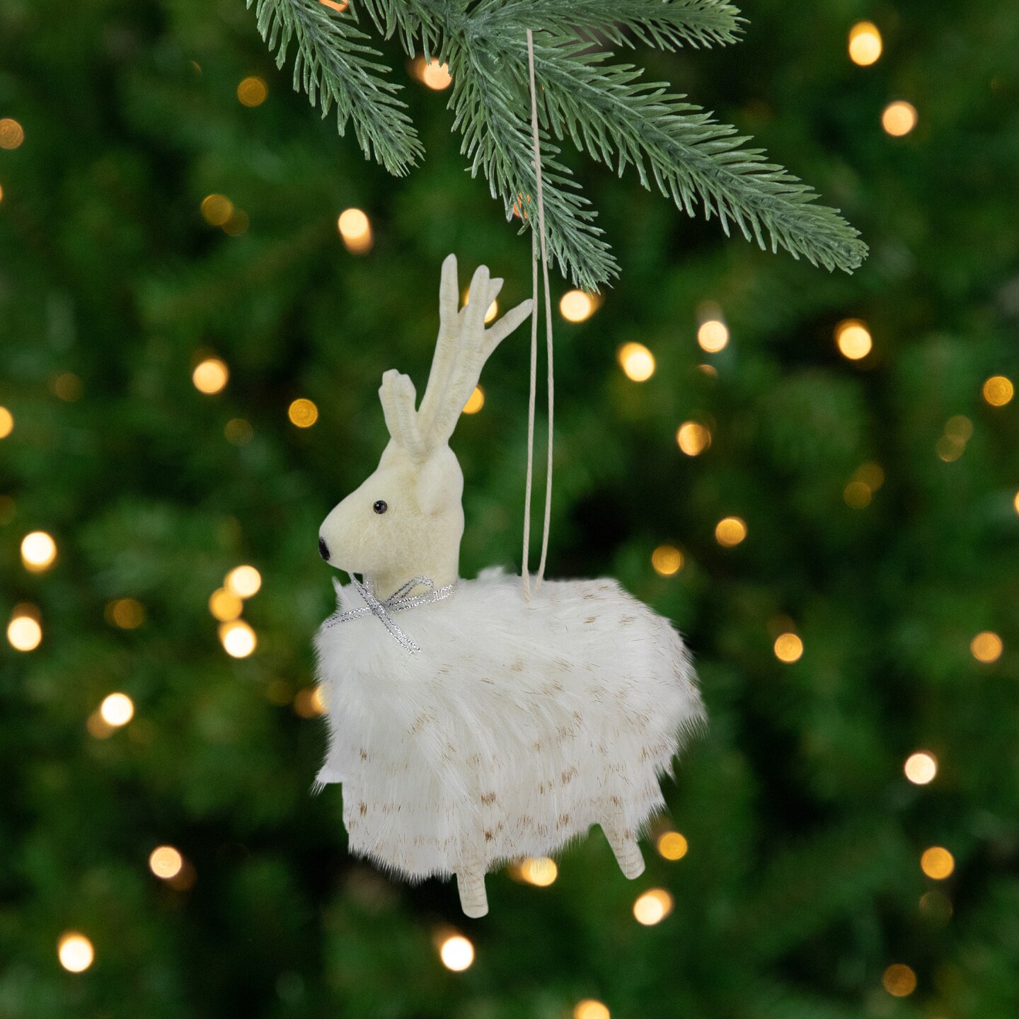 Northlight Plush Reindeer Christmas Ornament - 8&#x22; - White and Beige