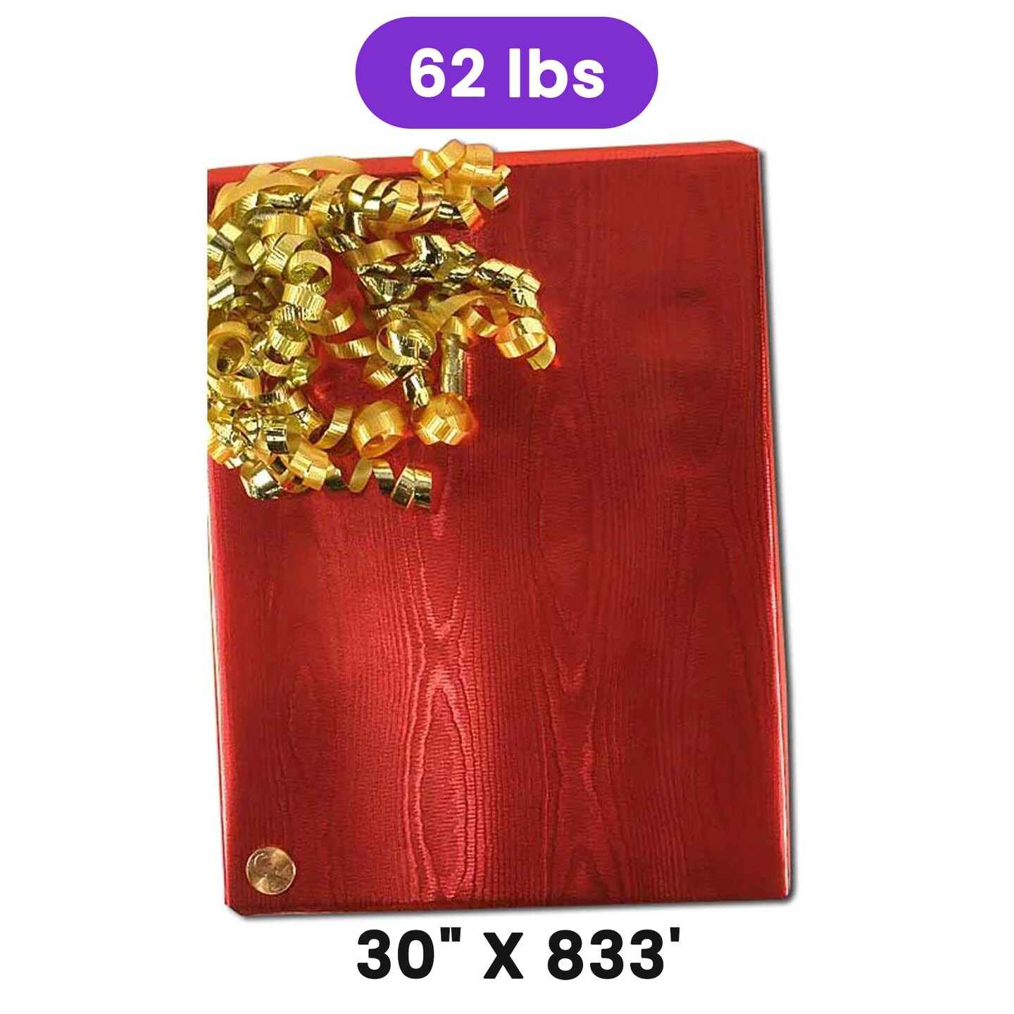 Red Watercolor Embossed Metallic Wrapping Paper 30" x 833" Jumbo Roll