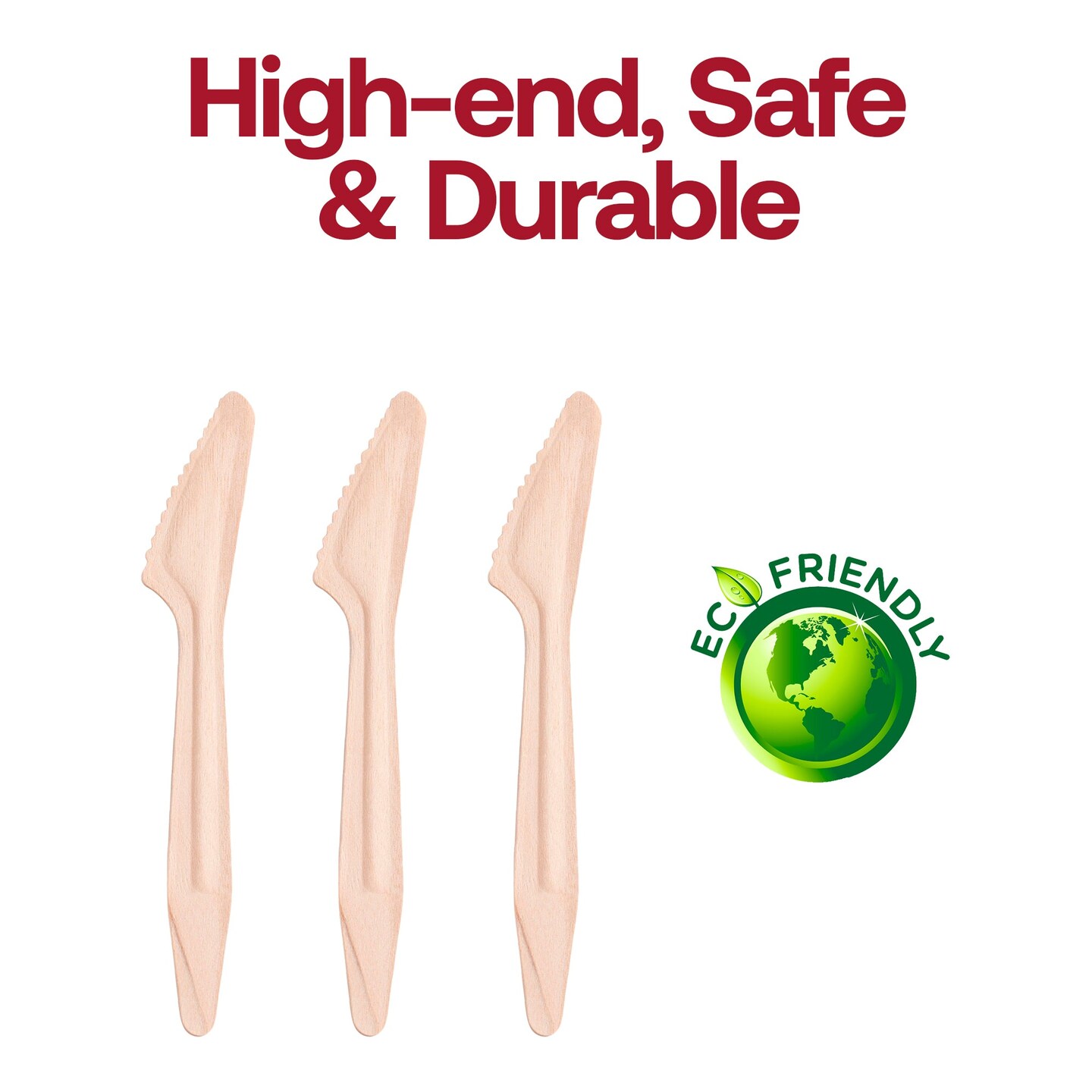 Natural Birch Eco-Friendly Disposable Dinner Knives (600 Knives)