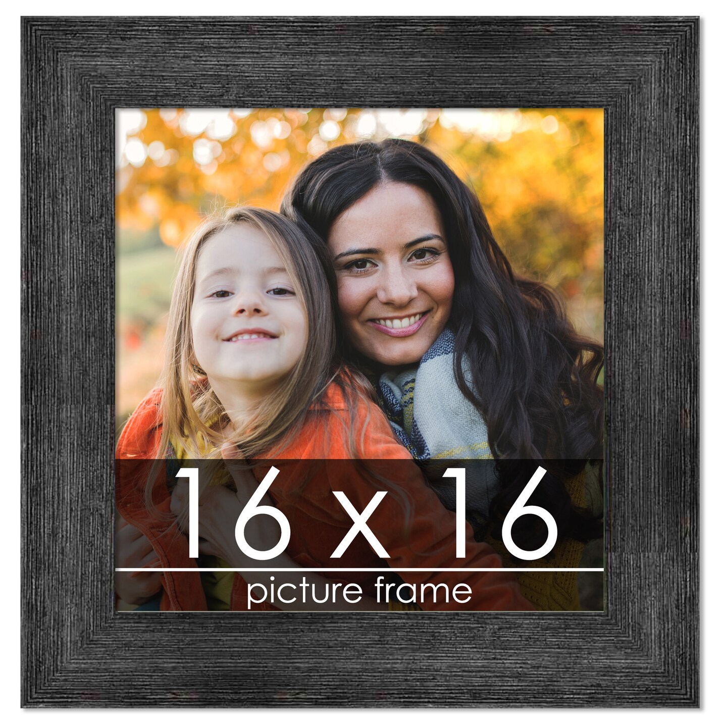 Square Contemporary Black Picture Frame - UV Acrylic, Foam Board Backing, Hanging Hardware