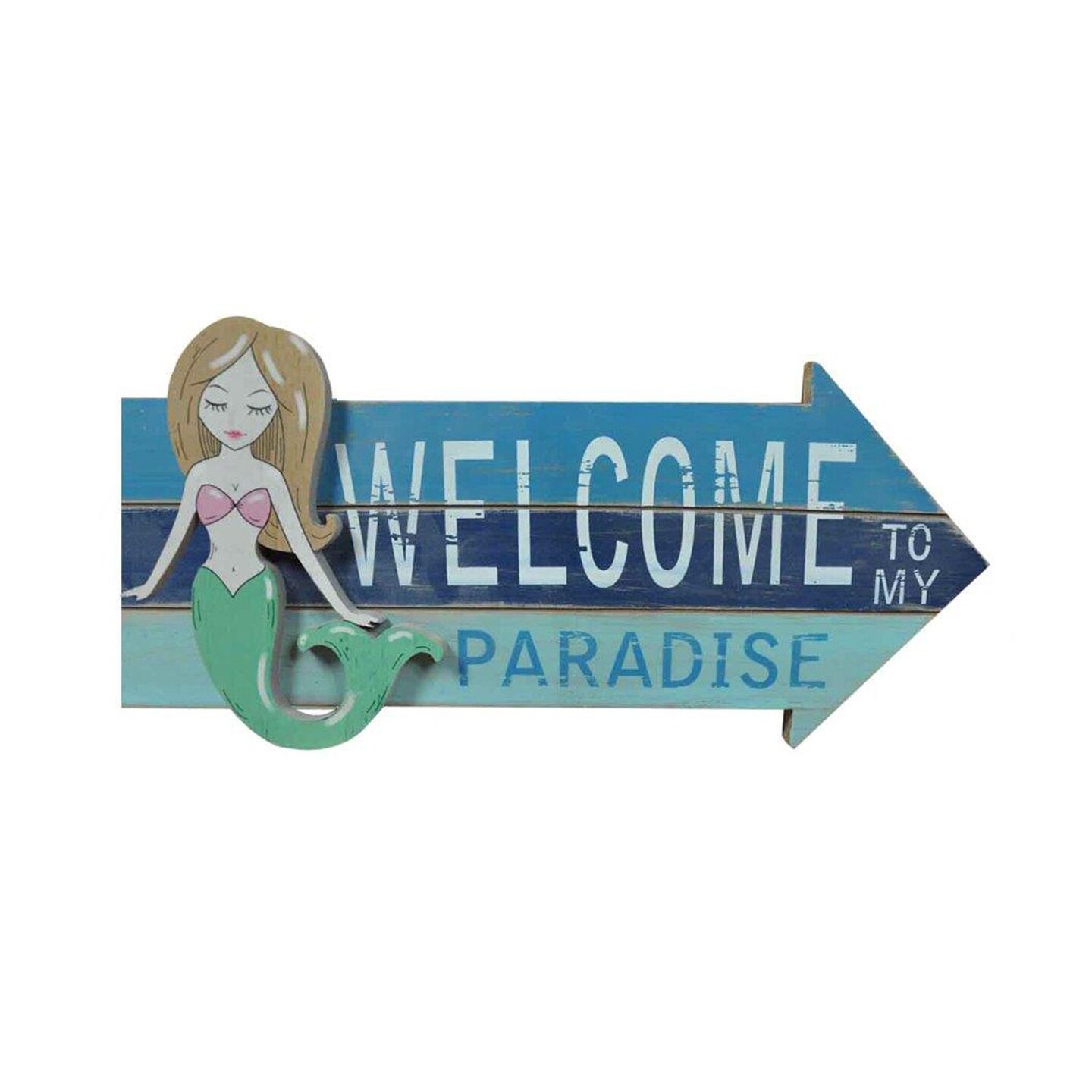 Welcome To My Paradise Coastal Plaque Sign Wall Hanging Decor Decoration For The Beach 16.5 x 7.86 x 0.78 Inches.